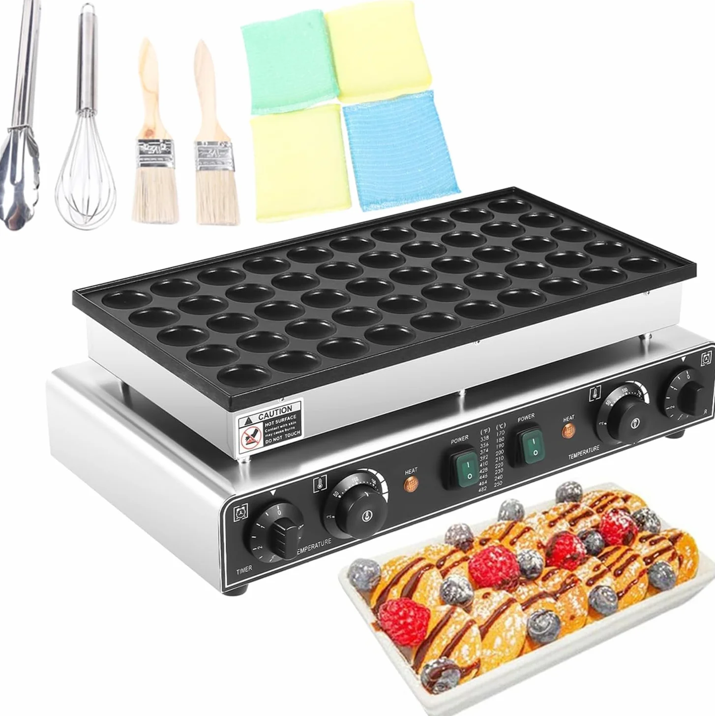 Máquina de Gofres 50 Huecos, Gofrera Eléctrica Antiadherente con Placas Giratorias 360°, Ideal para Sándwiches y Tortitas de Desayuno Familia, Brunch y Preparación de Comidas