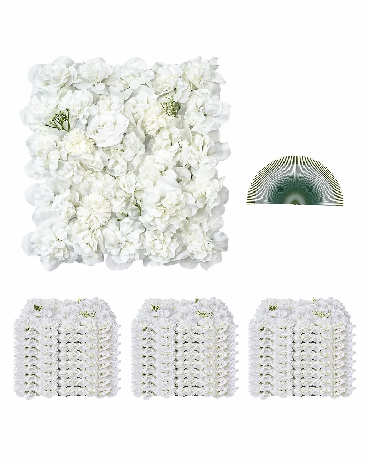 VEVOR Panel 3D de Flores Artificial para Pared 24 Piezas 38 x 38 cm Fondo de Pared con Flores Artificiales sin Costuras Instalación Fácil para Bodas, Hogar, Jardín, Fiestas, Decoración, Blanco
