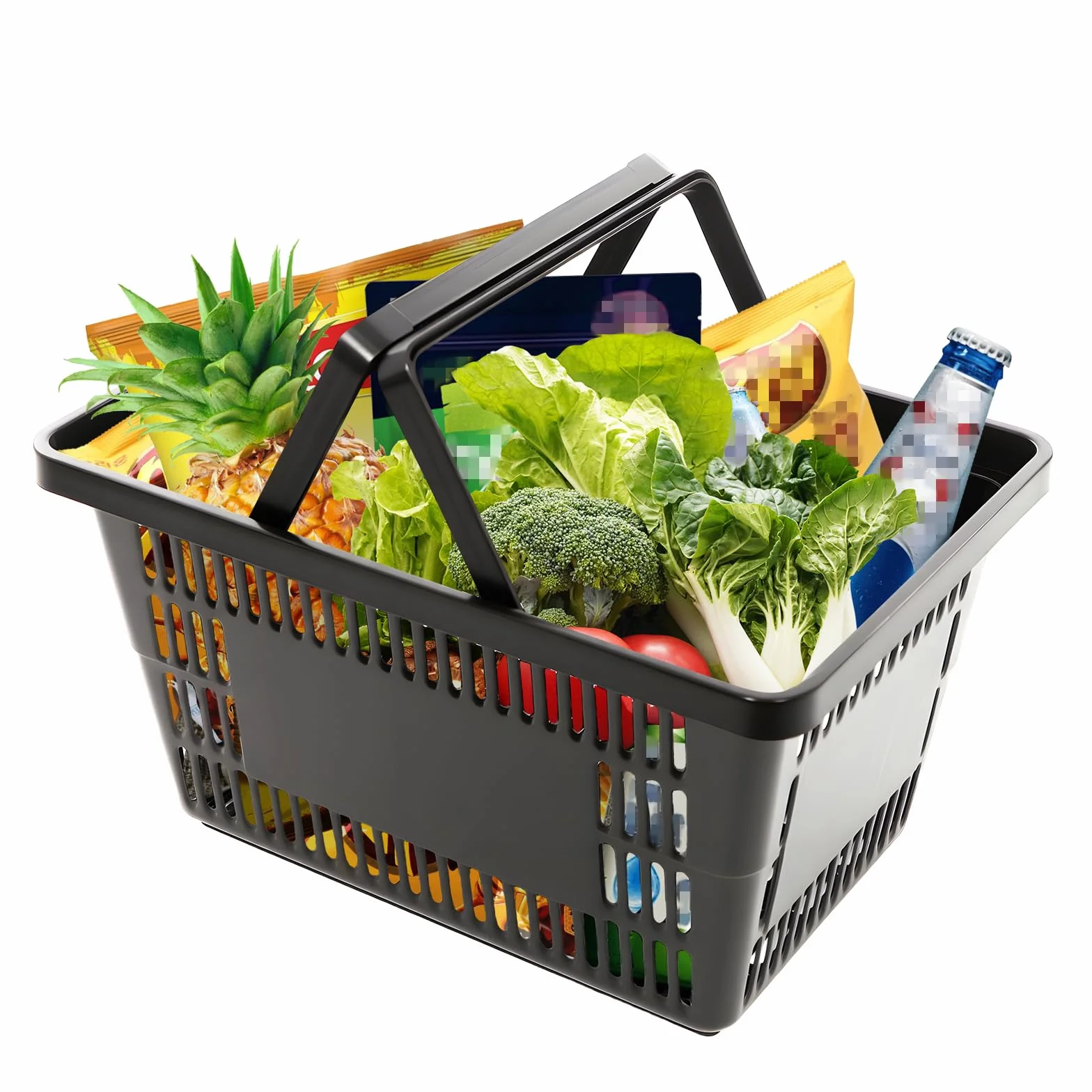 Cesta de la compra de plástico, juego de 12 unidades, 28 L, apilable para el hogar | Diseño abierto, soporta hasta 10 kg, ahorra espacio, para cocina, baño, tienda y despensa