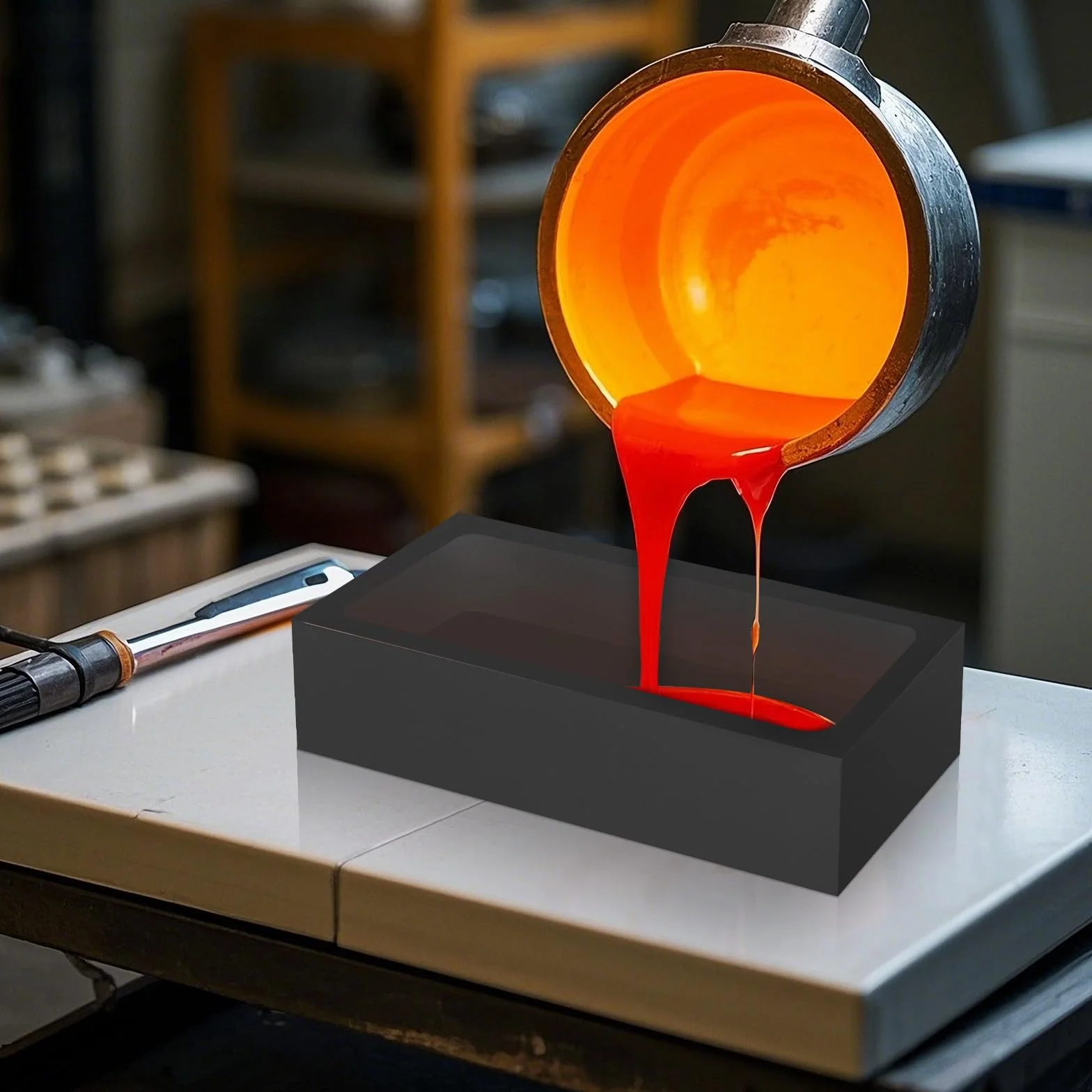 Hemobllo Molde de Grafito para Fundir Metales 3 Crisoles 100X50X25 MM Resistentes para Horno de Fundición y Uso en Joyería