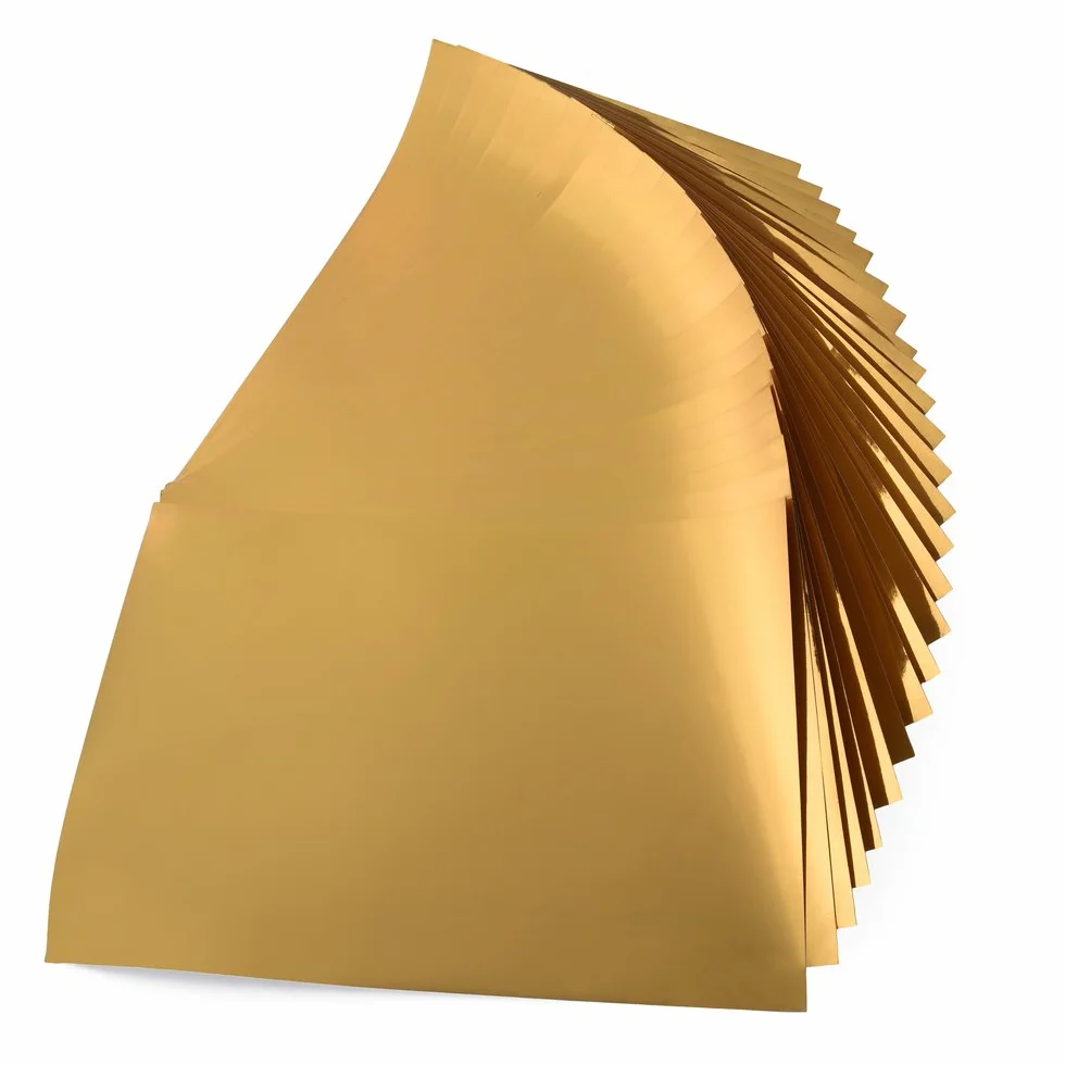 Papel Metálico Dorado Brillante 8.25x11.75 Pulgadas 25 Hojas para Manualidades