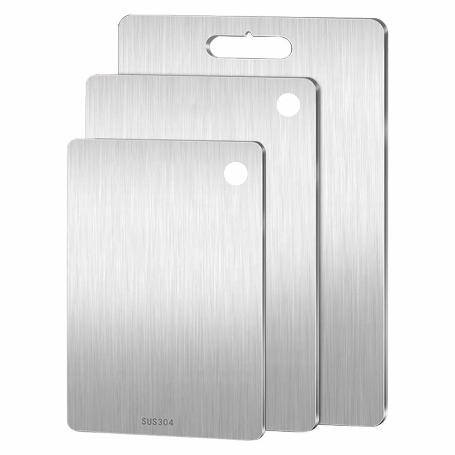 3 piezas de acero inoxidable tabla de cortar, fácil de limpiar, tabla de cortar para cocina al aire libre camping cocina encimera