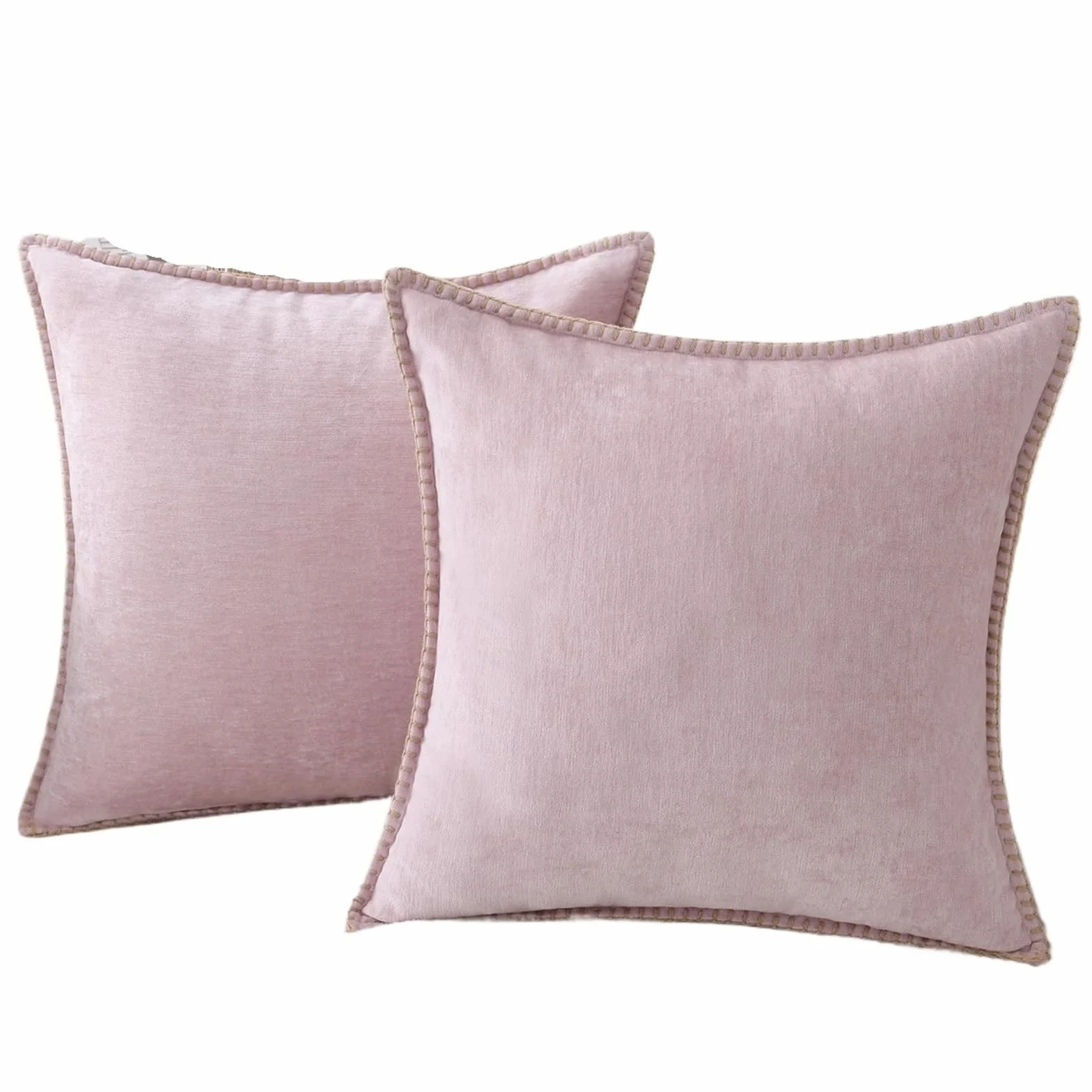 Fundas de Almohada de Pana, Funda de cojín Decorativa for sofá, hogar, Coche, Oficina, Hotel, 2 uds.(Pink,26X26inch(66x66cm))