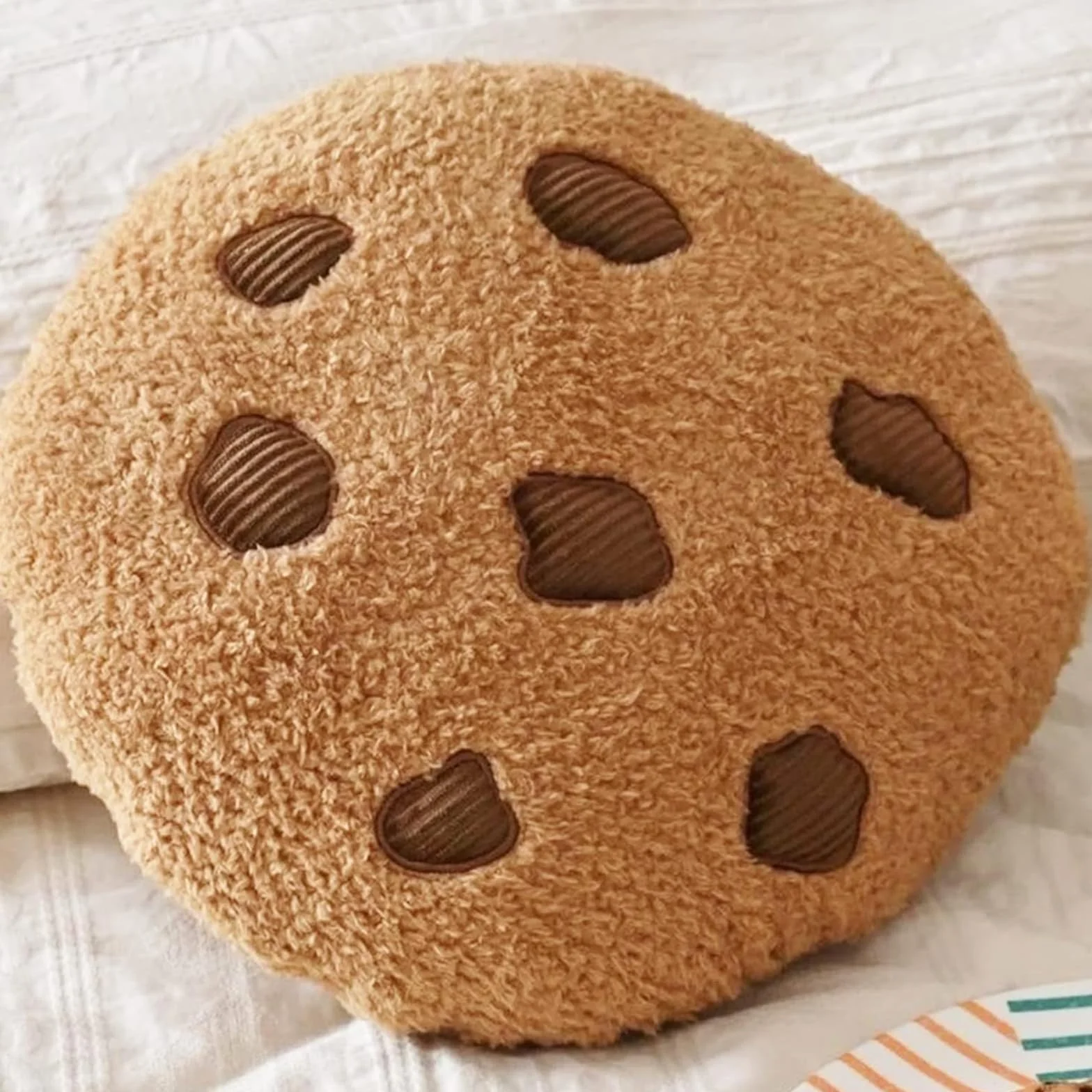 Herfair Cojín de galletas divertido decorativo de felpa, redondo, suave, para suelo, sofá, dormitorio, decoración, regalo