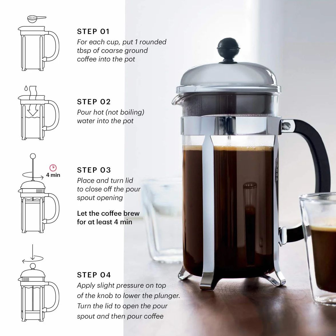 Bodum - 1928-913 - Chambord - Cafetera 8 tazas - 1.0 l - color blanco crema