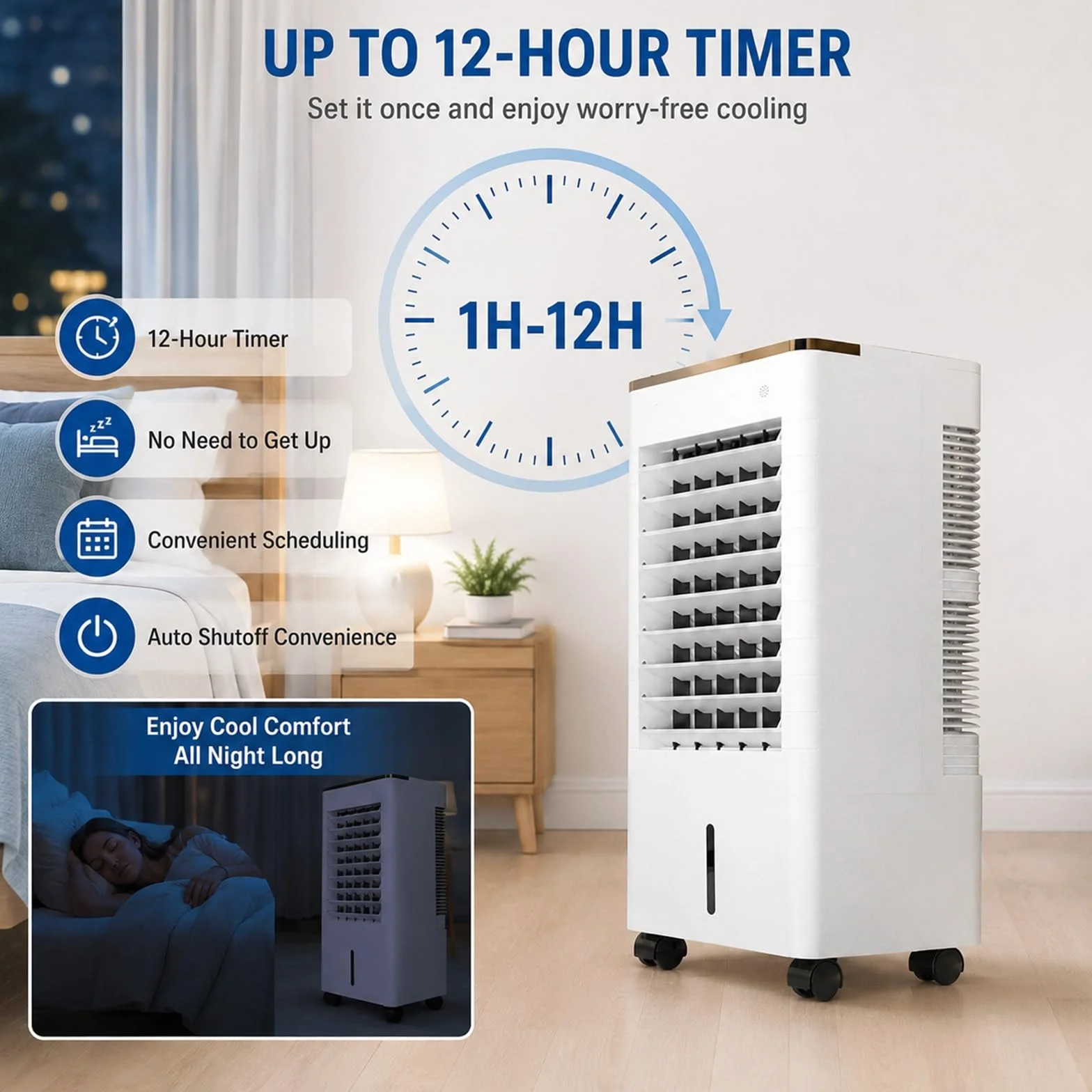 Climatizador Evaporativo con Depósito de Agua y Control Remoto para Dormitorio y Oficina