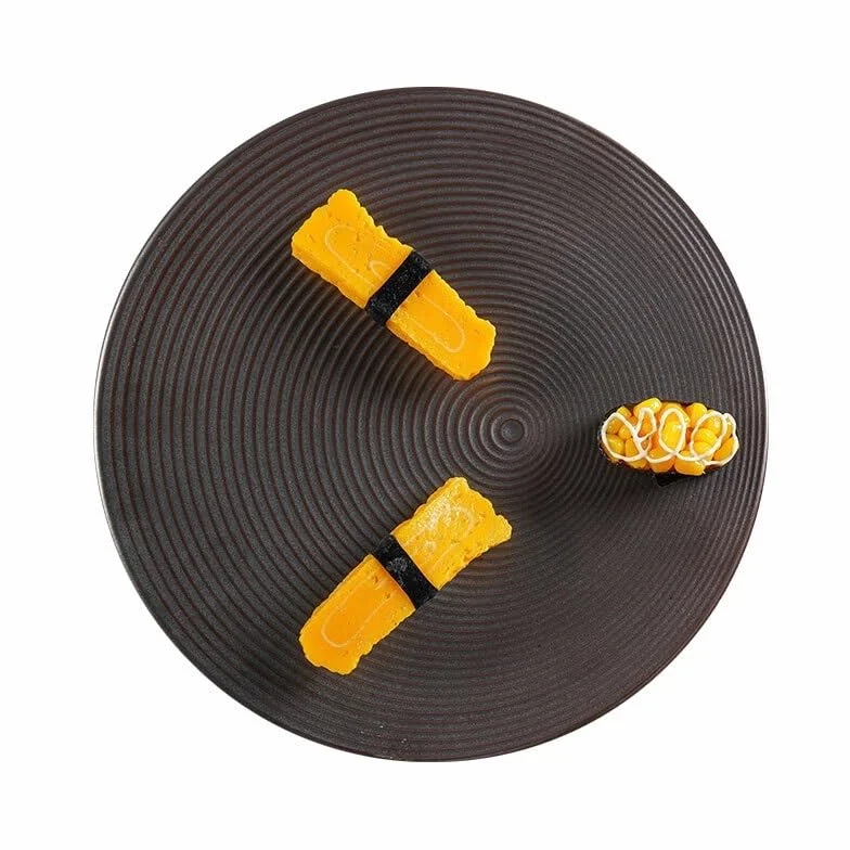 Platos para Comedor Vajilla De Cerámica para Hotel Plato Redondo De Sushi con Rosca Plato Plano Parcialmente Redondo para Restaurante Plato para Desayuno Plato ，10inch-One Size