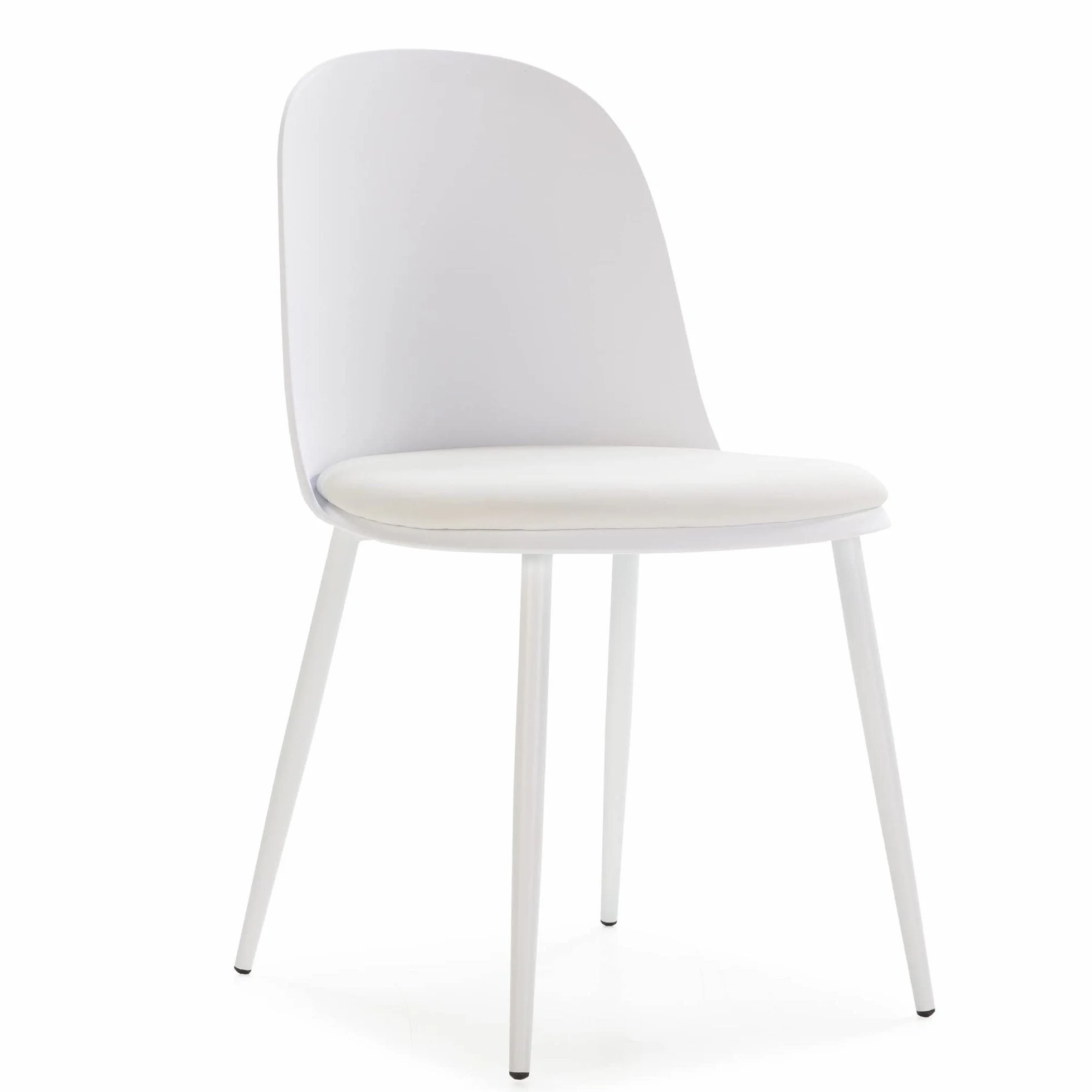 HOMN LIVING Set de 4 sillas Kana Blanco, Patas metálicas y Asiento tapizado, 45 cm (Ancho) 51,5 cm (Profundo) 83 cm (Altura)