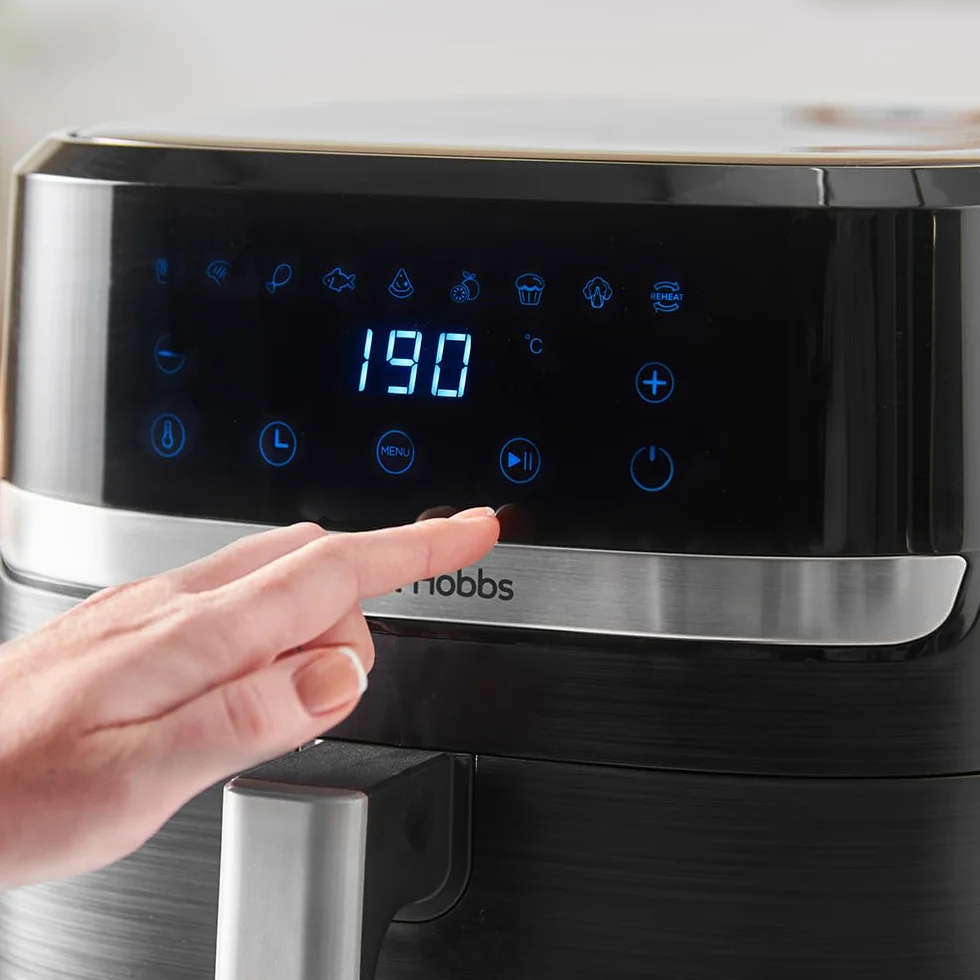 Russell Hobbs Freidora de Aire, Air Fryer, Freidora sin Aceite 8,3 L, XXL [tamaño compacto, bajo nivel ruido, pizzas de 26 cm] Satisfry (piezas aptas lavavajillas, pantalla táctil, grill) 27632-56