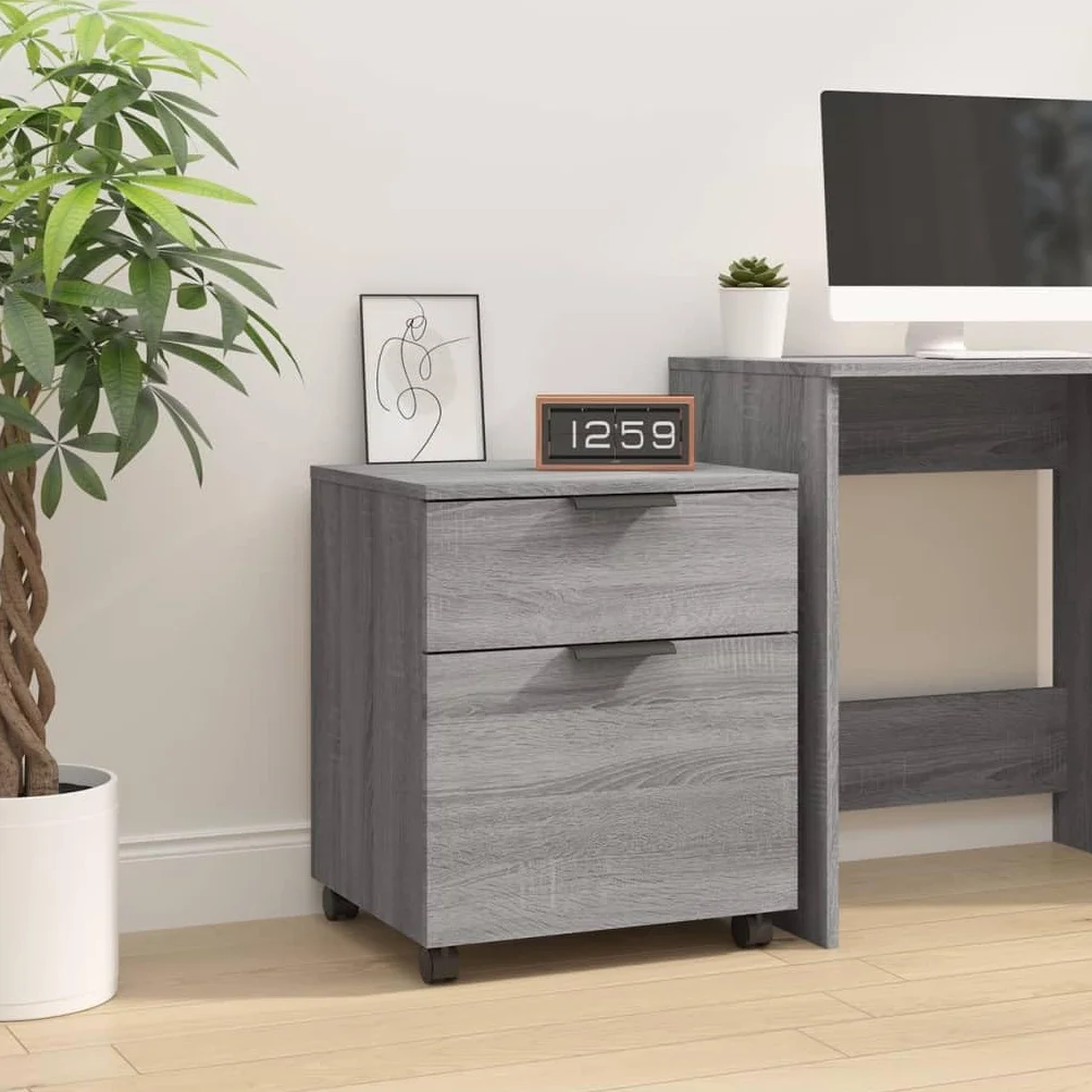 Genérico Archivador Ruedas Madera contrachapada Gris Sonoma 45x38x54 cm,Mobiliario,Armarios y almacenamiento-817136