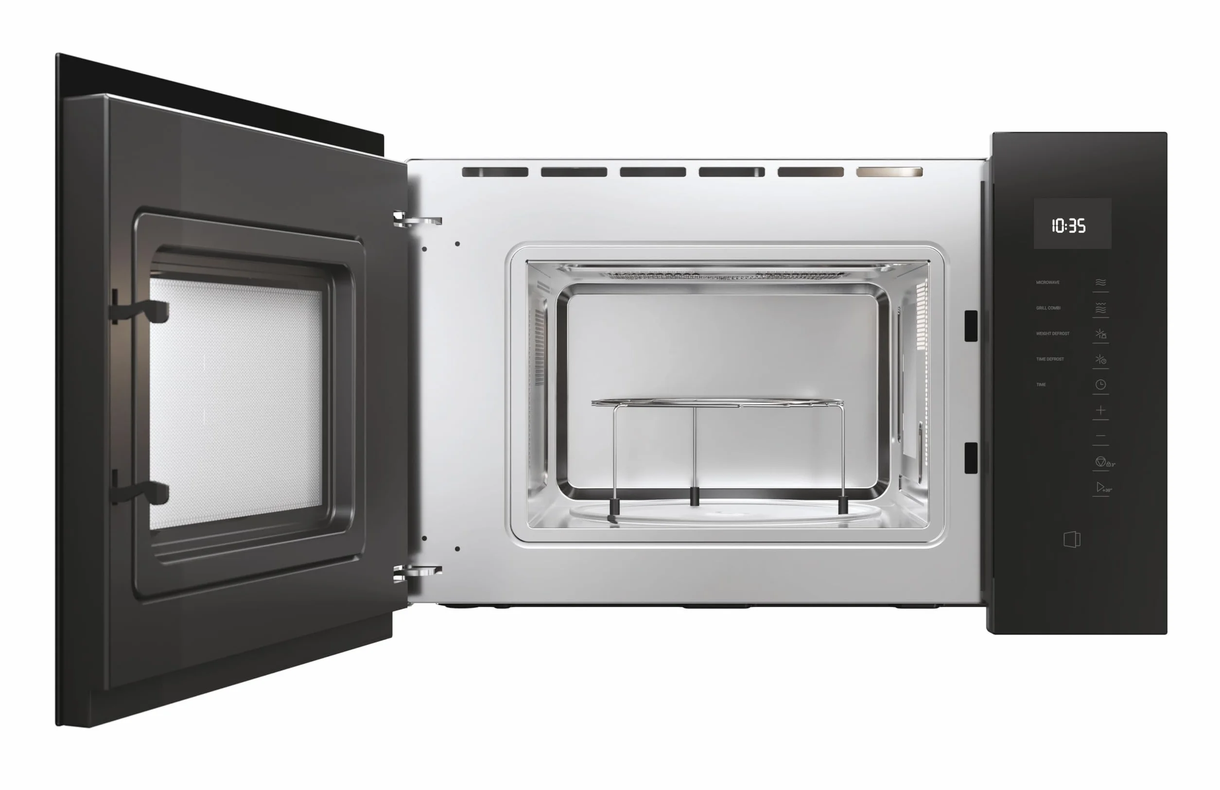 Haier Microondas Integrable con Grill, 8 Niveles Potencia, 6 Funciones, Interfaz táctil, Negro
