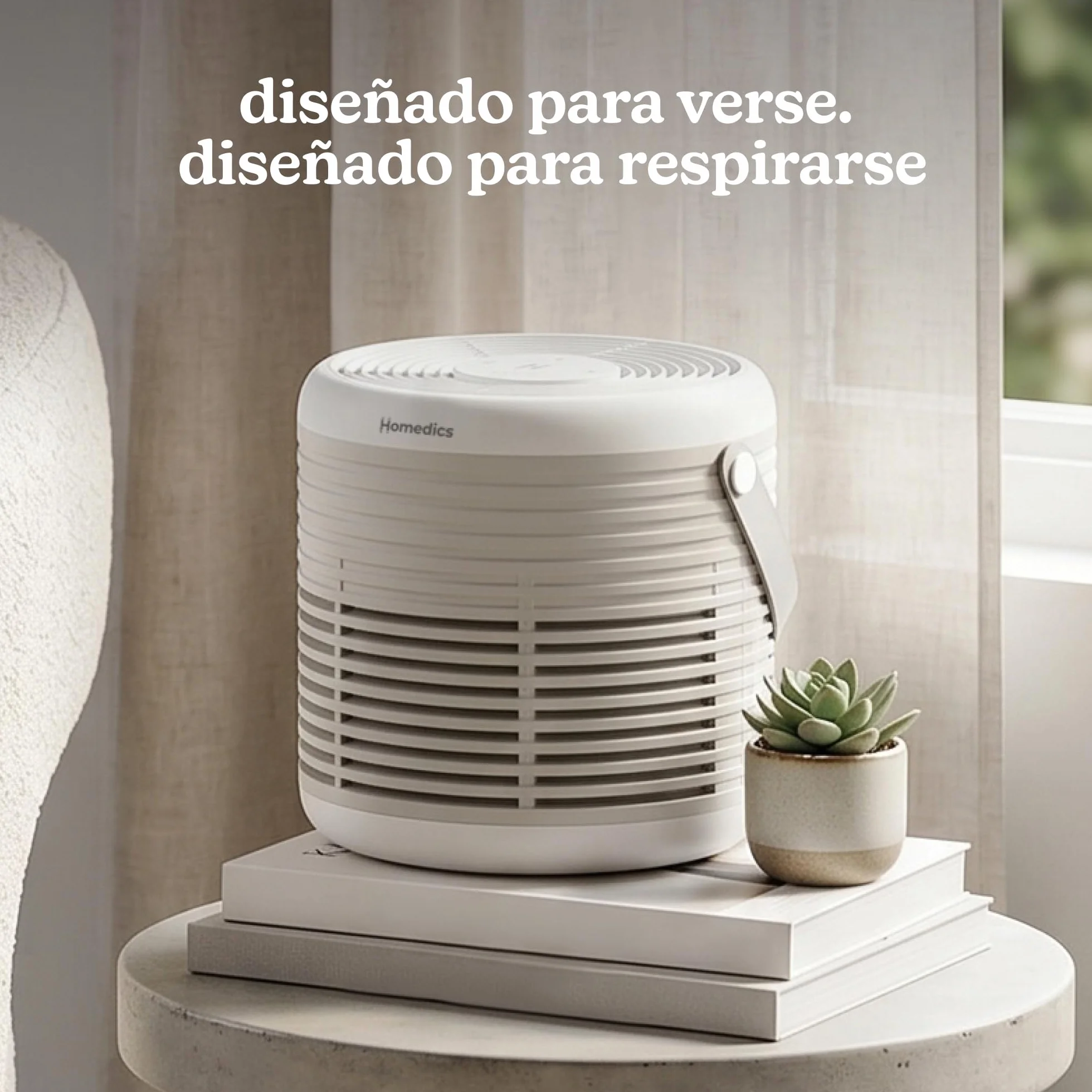 Homedics WhisperPure Comfort Purificador de Aire, True HEPA, Piedra | Silencioso, Portátil, Filtros con Filtración 3 en 1 contra Polvo, Polen y Olores, 3 Velocidades, Hogar y Oficina