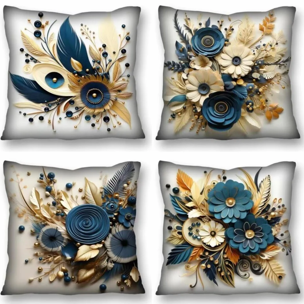 Juego de 4 Fundas de Cojines 70x70 cm Cojines moderno Arte Funda Cojin Cuadrados de Lino Fundas Cojines Sofá Cojines Decorativos para Salón Sofá Dormitorio Coche Jardín Silla Decoración del Hogar