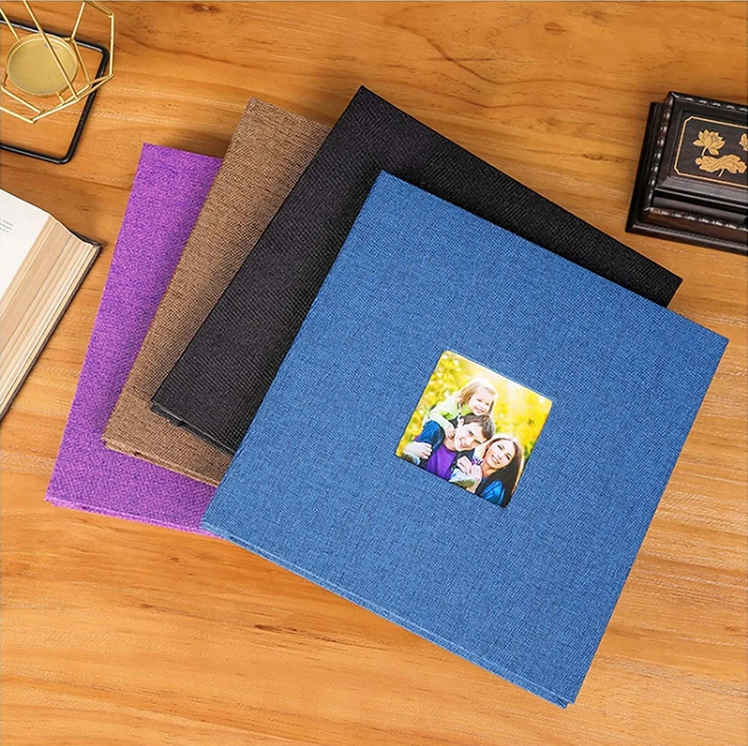 Autoadhesivo Cine Álbito Scrapbook Burlap Diy Álbum Moderno Estilo Cubierta de Lino Capacidad Manual Manual Creativo Álbum Niños Amantes de la Familia Álbum de Boda Memoria Presente Memorias Lib