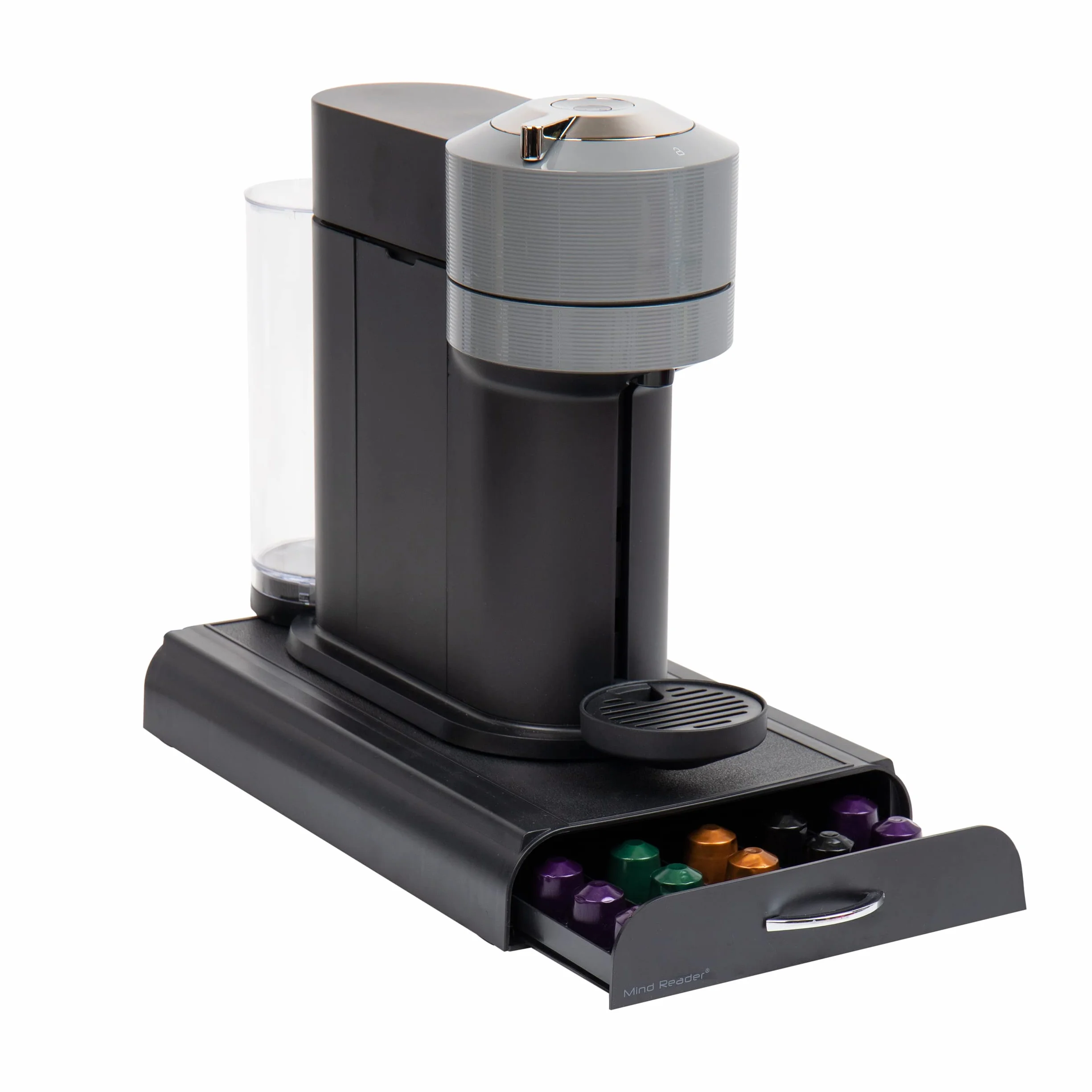 Mind Reader Nespresso Organizador de encimera de cajón de cápsulas, soporte para cápsulas de café, 9.21 x 15.94 x 2.36 pulgadas, negro