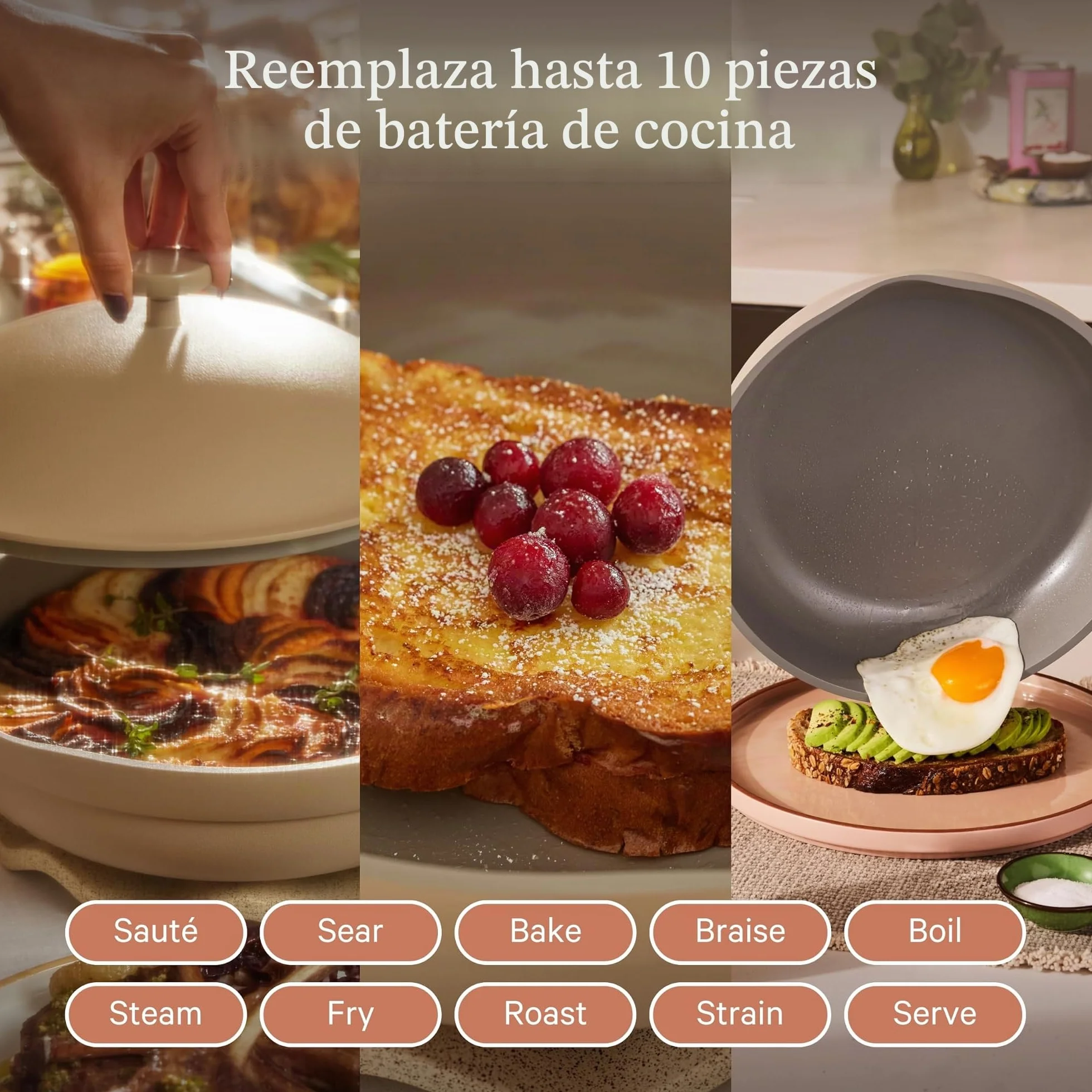 Our Place Always Pan - Utensilios de cocina antiadherentes, sin toxinas, de 2 a 10.5 pulgadas, sartén aluminio 10 en 1 patentada, segura para horno y inducción