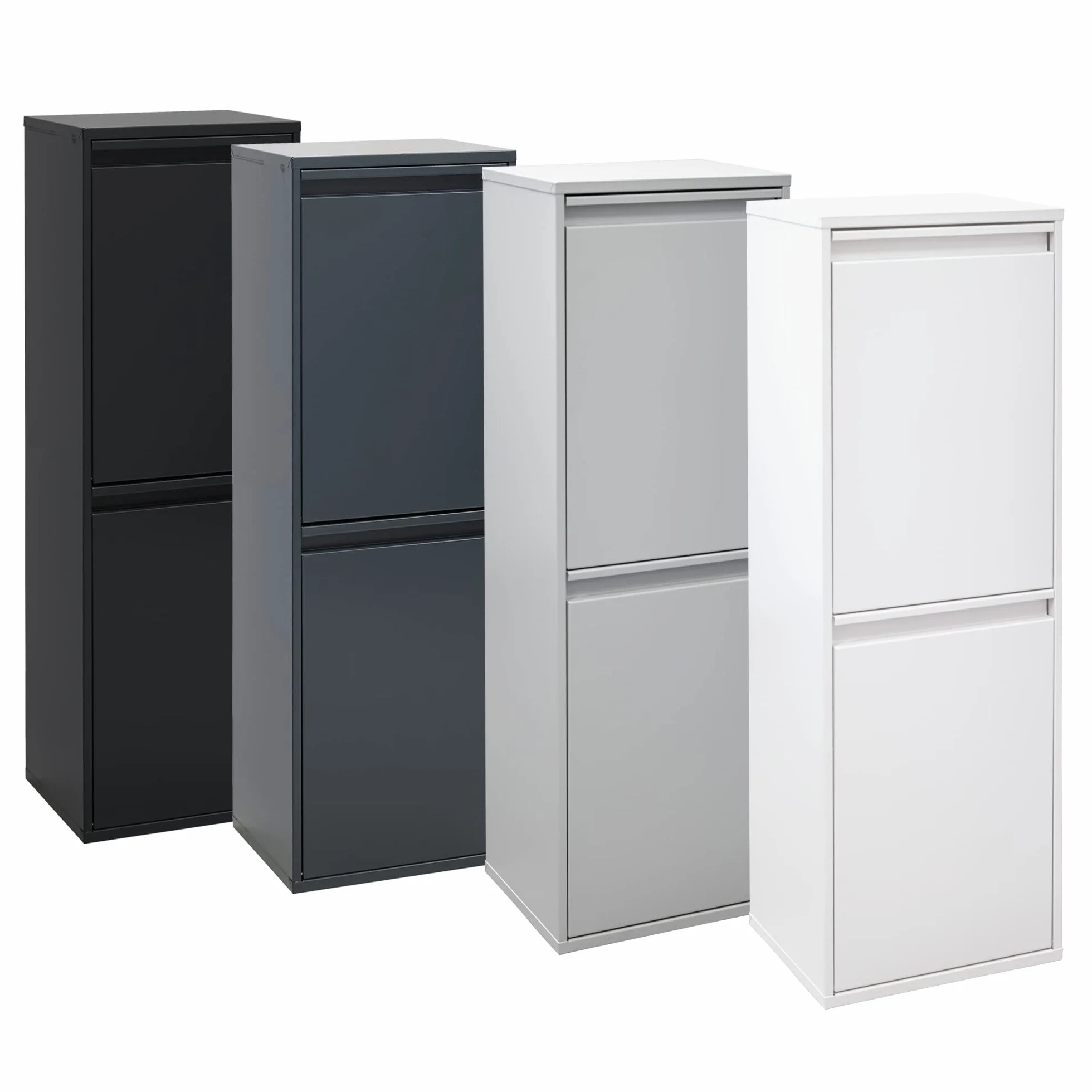 Arregui Basic CR201-B Cubo de Basura y Reciclaje de Acero de 2 Compartimentos | 2x17 L (34 L) | Cubos de Basura de Cocina | Contenedores de Reciclaje para Casa u Oficina | blanco
