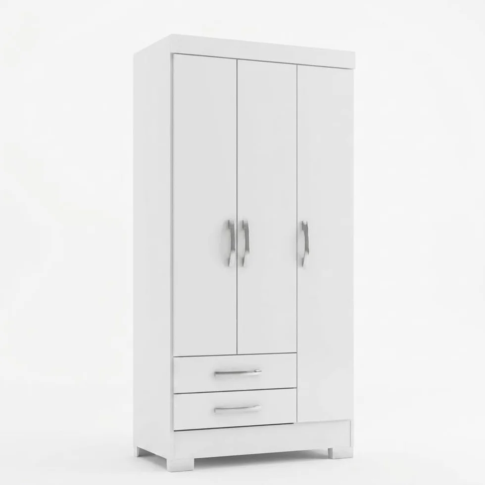 Befara Armario Juvenil con CAJONES MANAOS, Blanco, 82,5 x 46,5 x 185 cm, Armario ropero pequeño de 80 cm con cajones y estantes, armarios pequeños, armarios percheros, armarios Juveniles