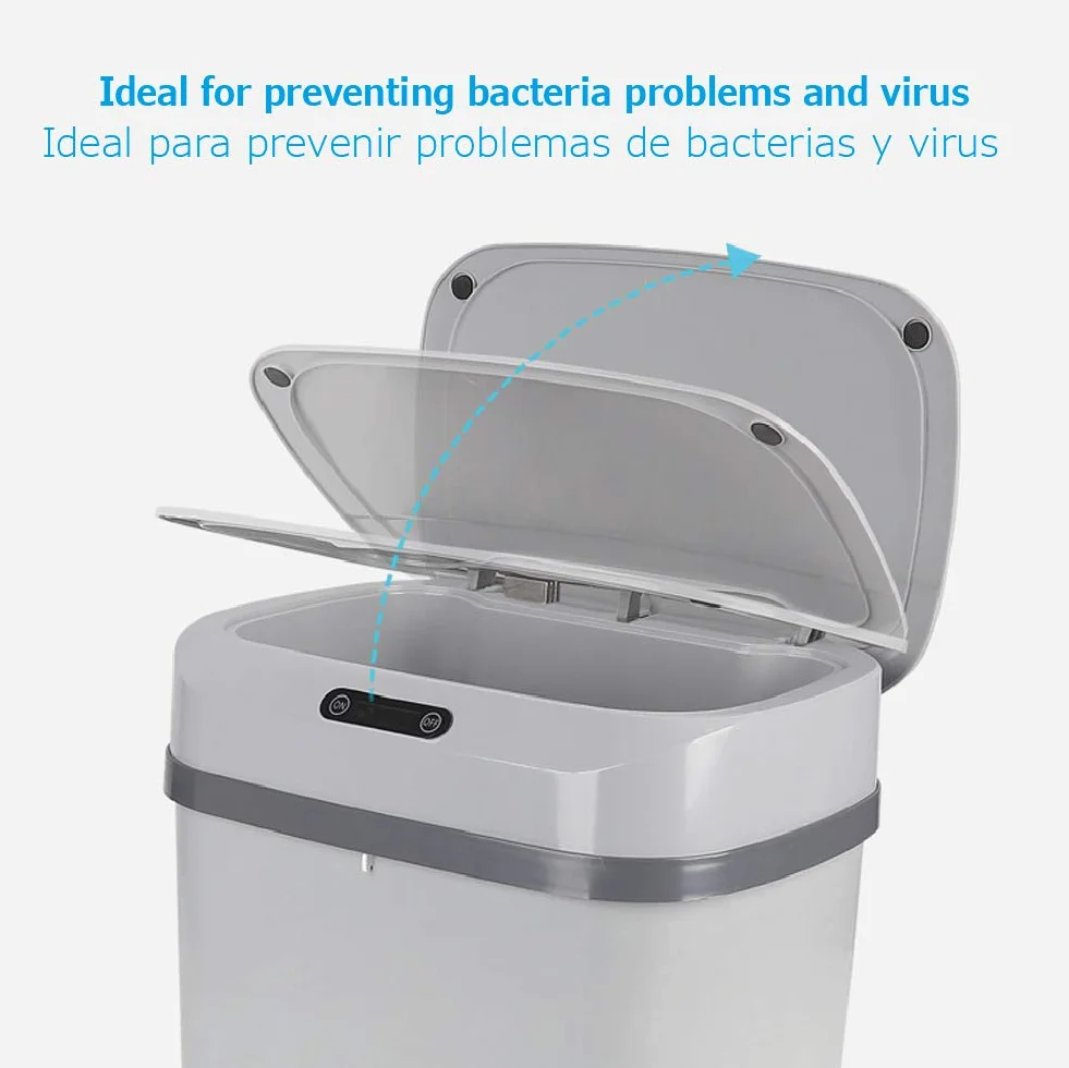 Cubo de Basura con Sensor Automático Papelera Inteligente 13 Litros Gris