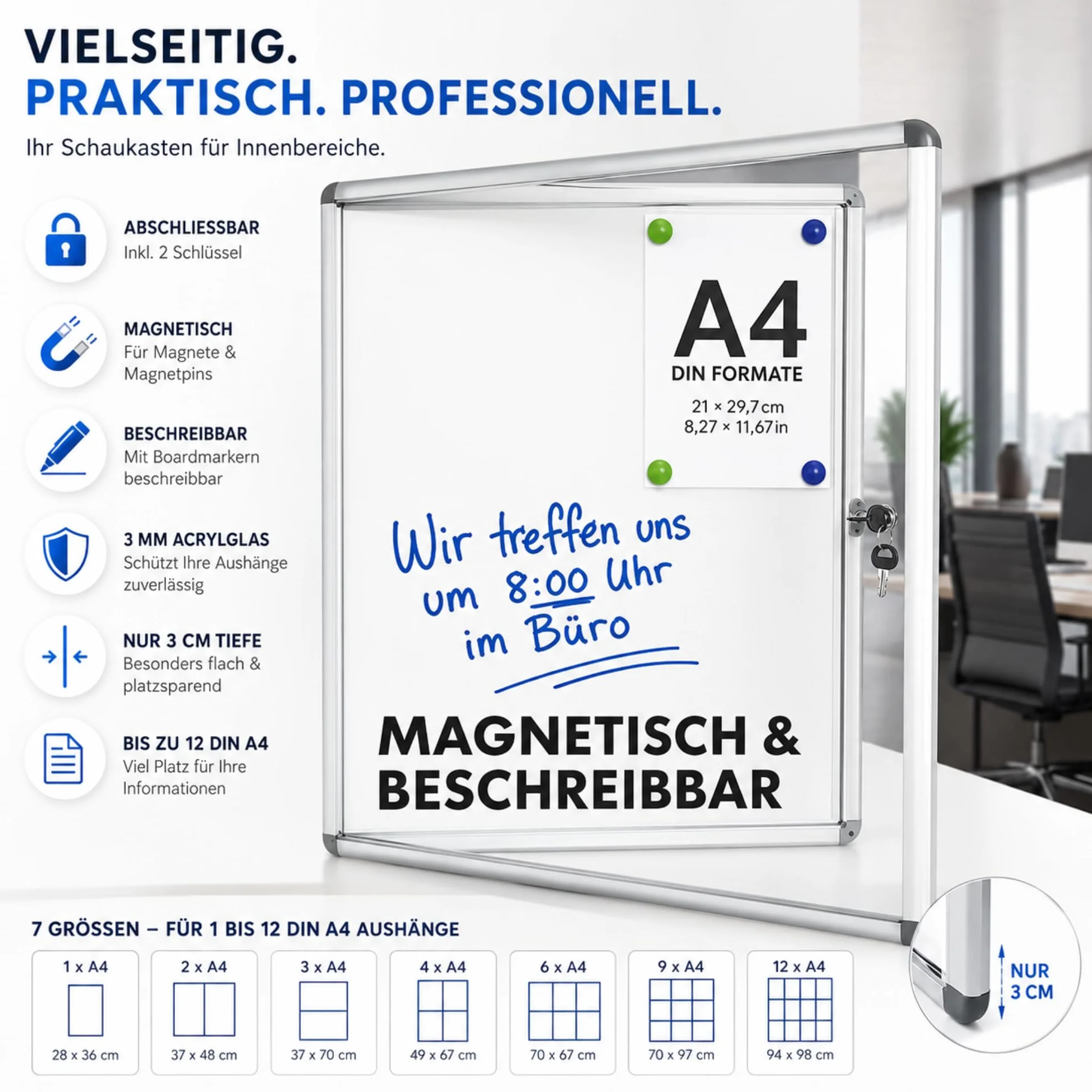 Master of Boards – Vitrina, incluye imanes (tamaño opcional)