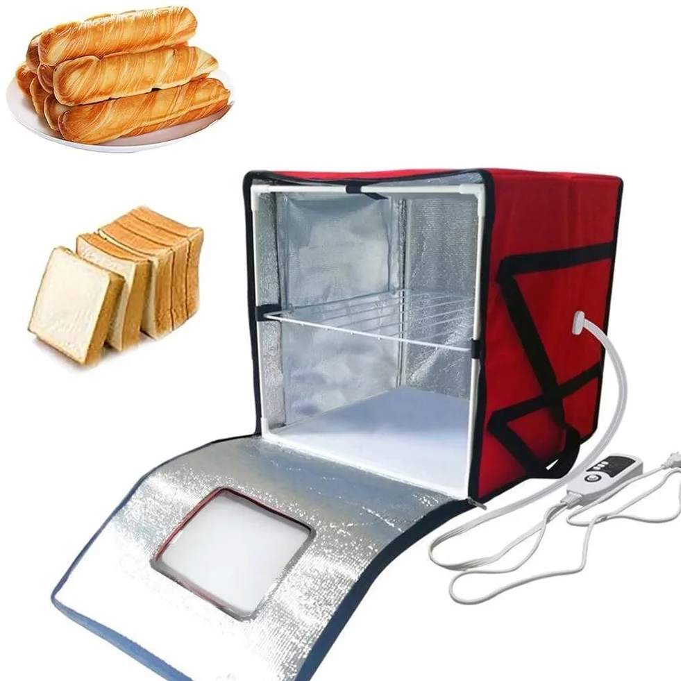 Caja de fermentación plegable a prueba de masa, pequeña bolsa de prueba de pan para el hogar con control de temperatura + función de temporización, ideal para hacer pan y yogur, estante interior