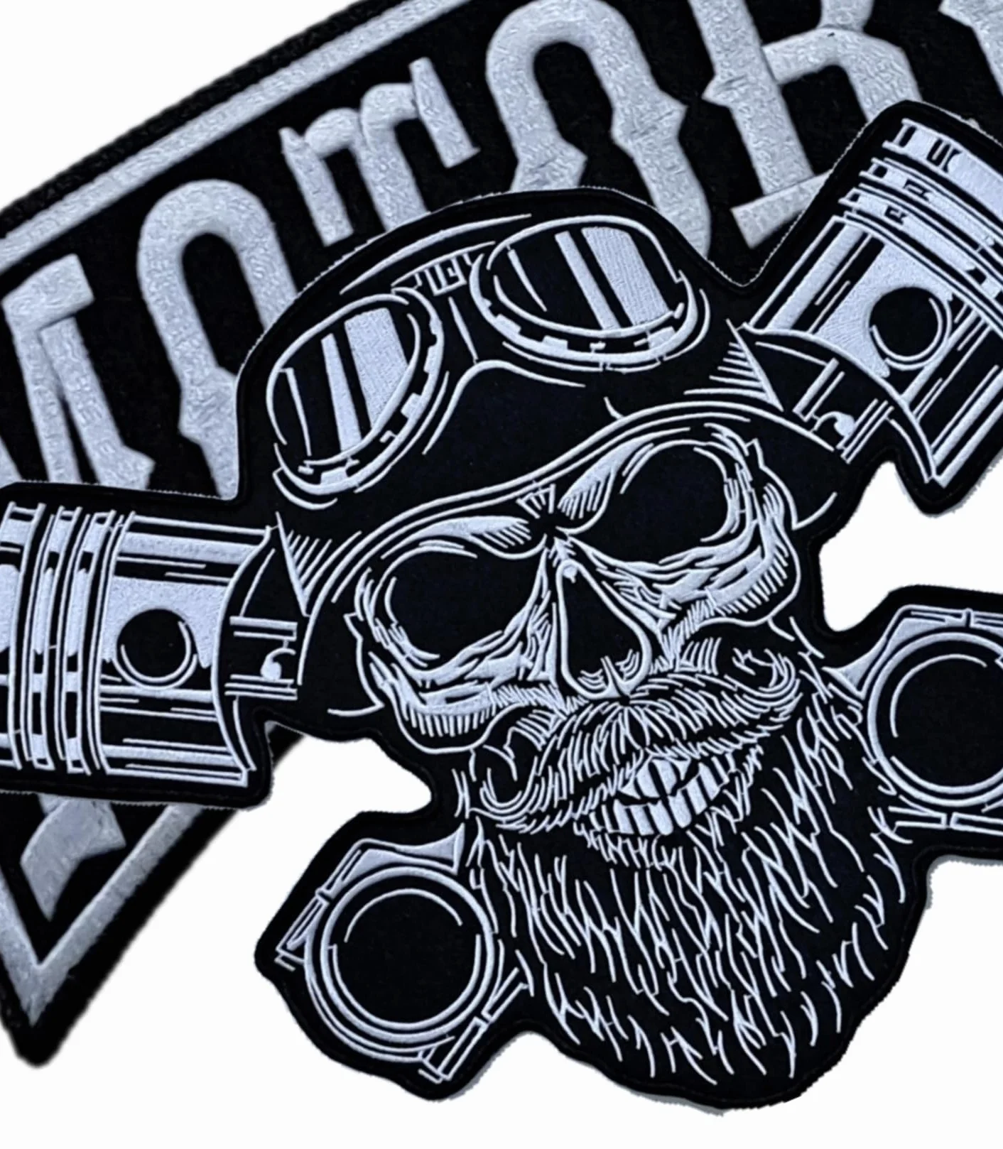 Juego de 2 parches bordados Biker "Motorcycle" + Punck Skull XXL parches termoadhesivos para chalecos y chaquetas de moto, para decorar chaquetas de moto, bordado en accesorios de ropa, manualidades.