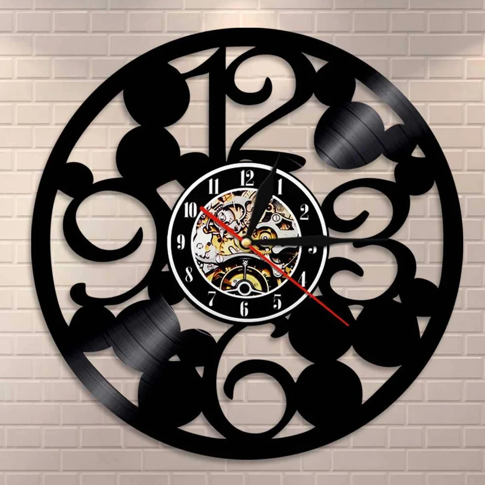 Reloj de pared de números grandes Reloj de pared de cocina contemporáneo hecho de disco de vinilo real Números grandes Reloj abstracto simple Dia 30 cm 7 colores Relojes de arte de registro de pared