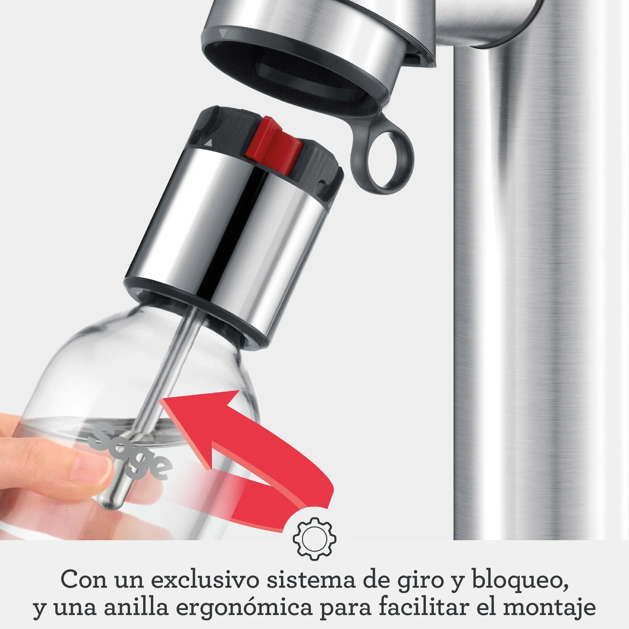 Sage InFizz Fusion Para Hacer Refrescos en Casa - Para Agua con Gas, Zumo, Té, Cócteles y Bebidas Gaseosas, Acero Inoxidable