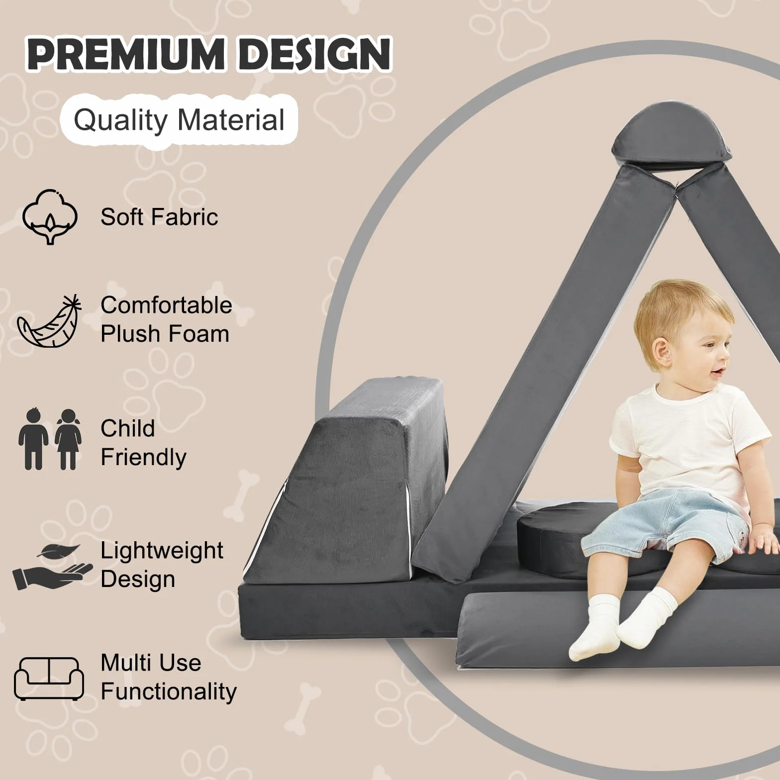 Sofá de juegos para niños, sofá infantil de 10 bloques de construcción de espuma, flexible y combinable, sofá modular para jugar, ser creativo, dormir (160 cm)