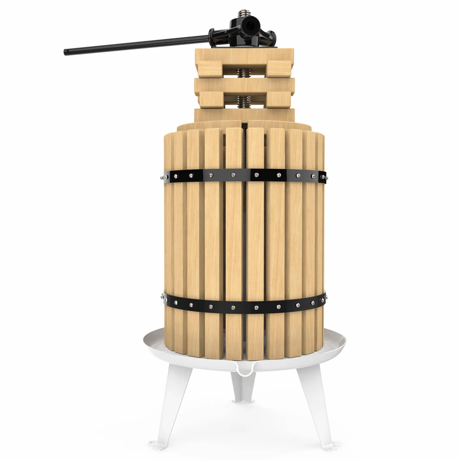 Prensa de frutas de 18 l, con cesta de madera para zumo natural, uva, baya, manzana, prensa de frutas, prensa de vino, incluye red de prensado gratuita