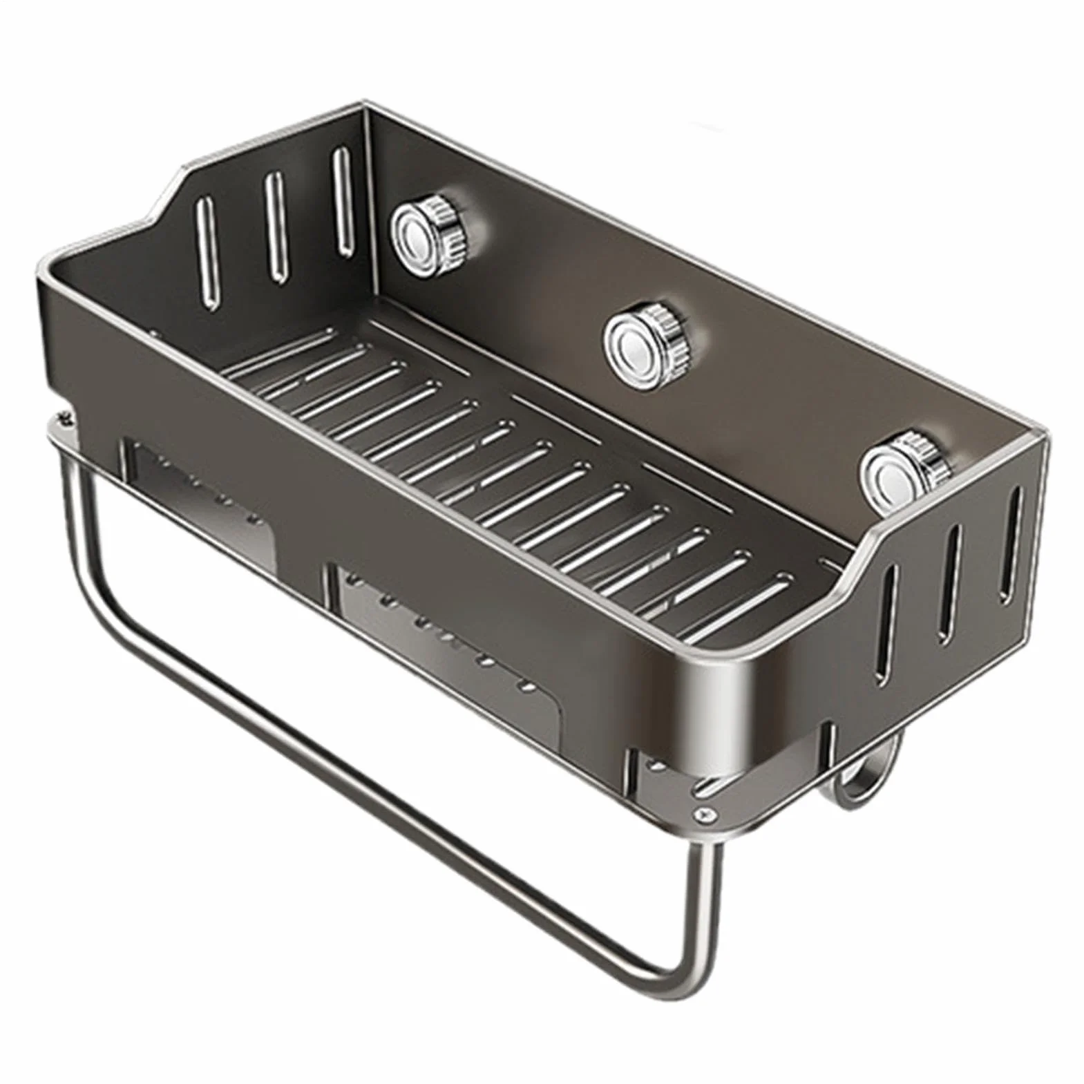Estante de ducha con ventosa, cesta de pared con agujeros de drenaje, cesta de ducha con ventosa con ganchos y toallero, para balcón, dormitorio, apartamento, baño, despensa, cocina y hogar