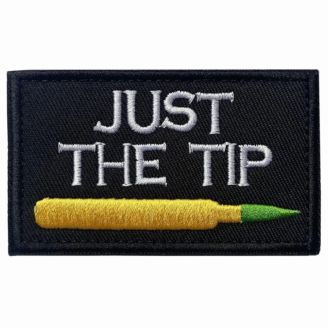 Just The Tip Penetrator - Parche bordado 3D divertido con gancho y bucle, parche táctico militar, tamaño 8 x 5 cm (negro + blanco)
