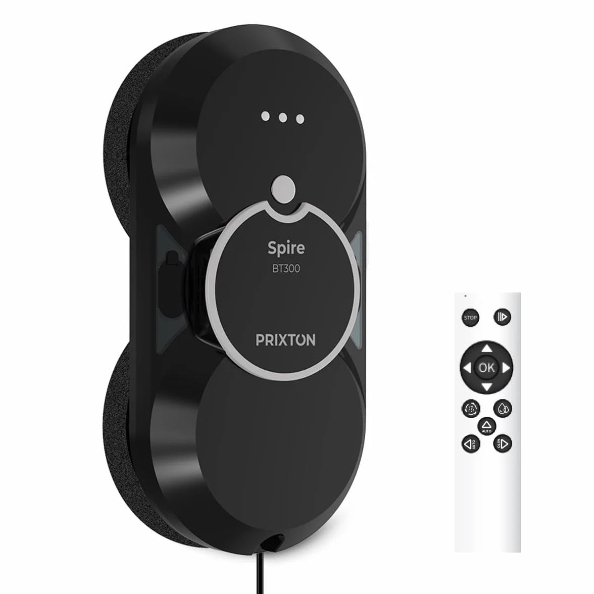 PRIXTON - Robot Limpiacristales BT300-2800 Pa - Automático y Manual - Mando a Distancia - Almohadillas de Recambio (Reacondicionado)