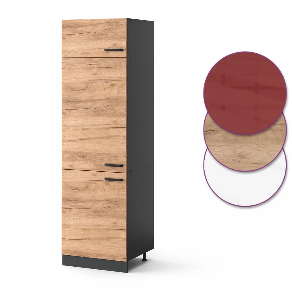 Vicco Armario para frigorífico Empotrado R-Line, Roble Dorado, 60 cm, para combinación Libre Dentro de Sistemas de Cocina modulares