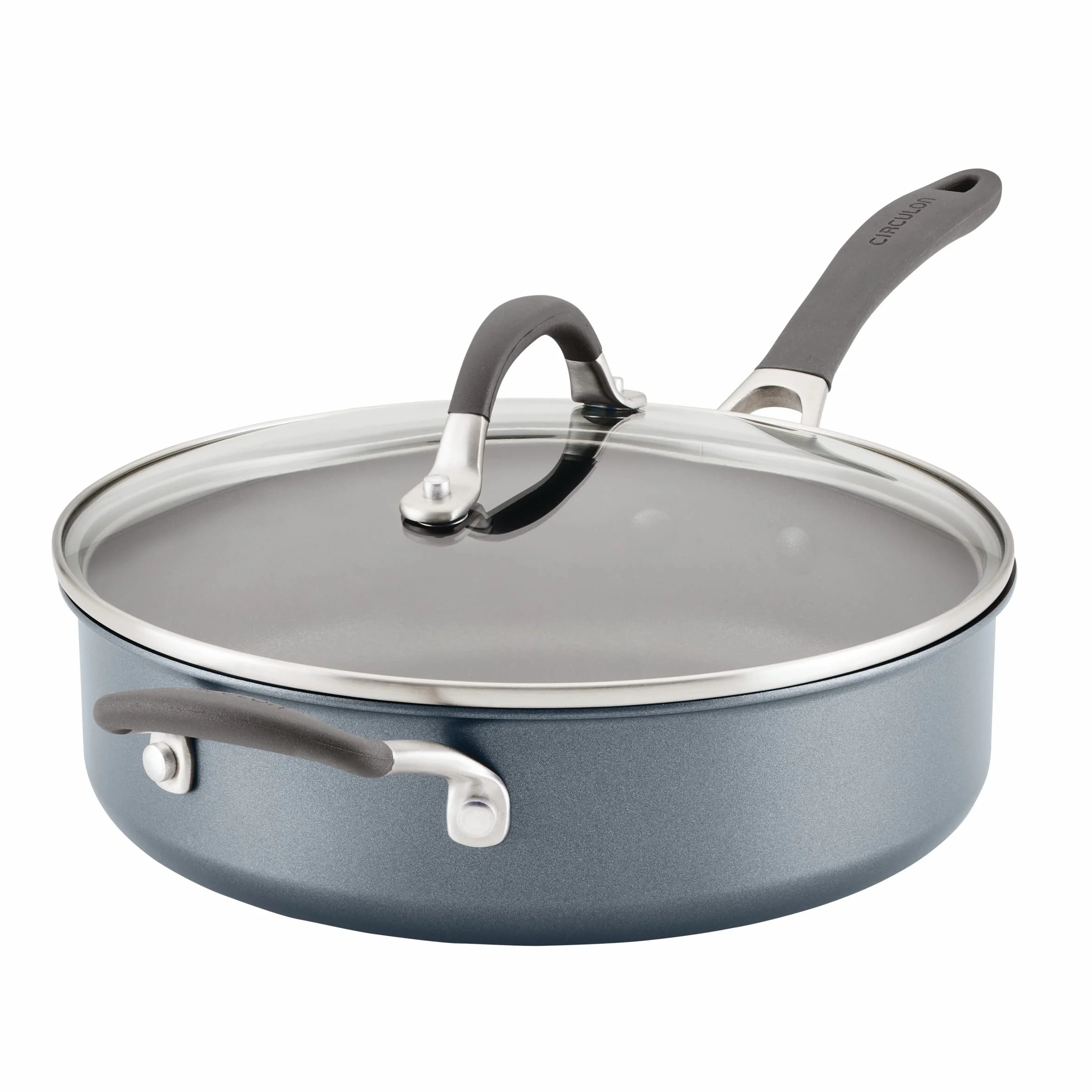 Circulon Scratch Defense - Sartén antiadherente con tapa de 28 cm, 4,7 L, antiadherente, utensilios de cocina antiadherentes, aptos para lavavajillas y horno, acabado de peltre de grafito