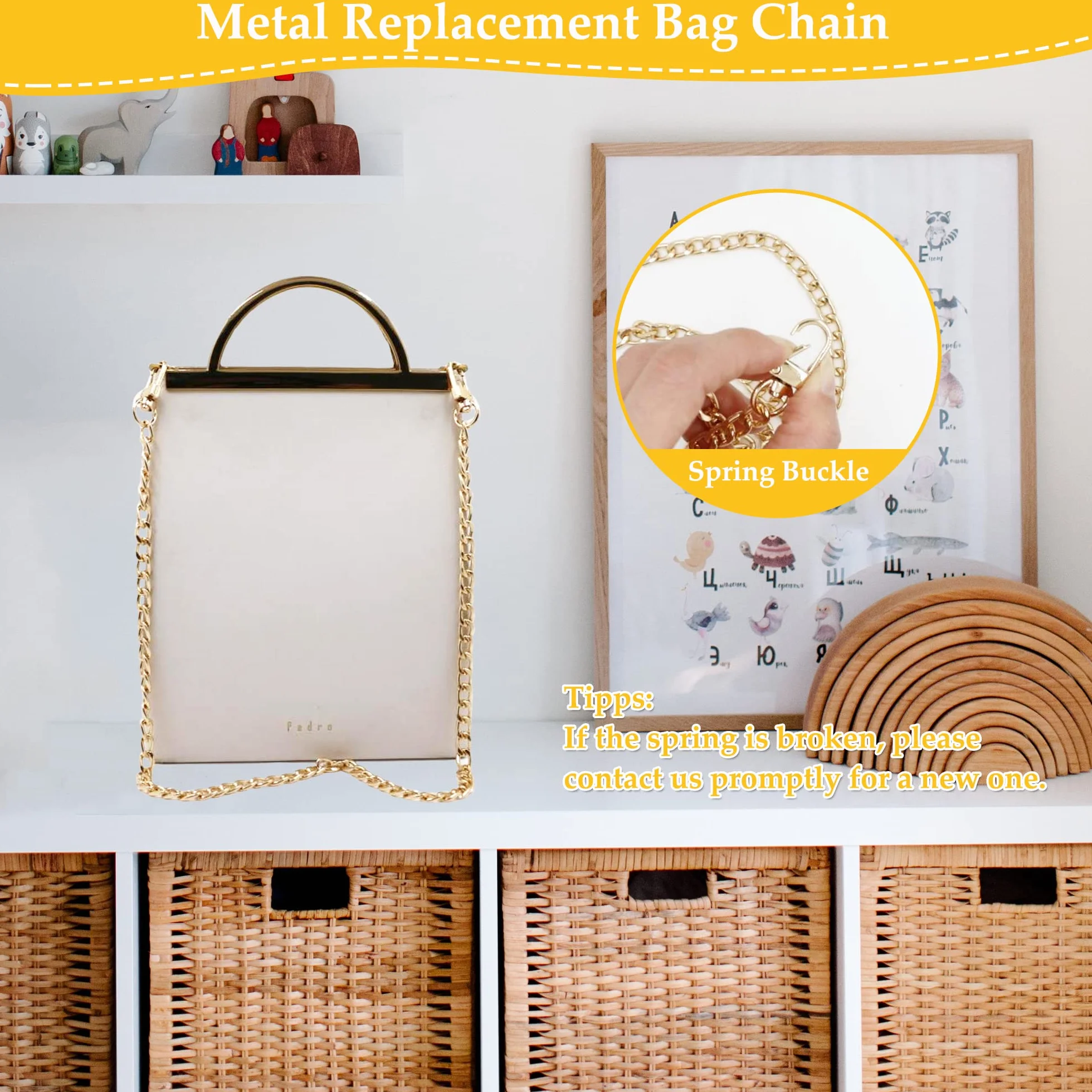 CiciIng Cadena para Bolsos de Oro 60 cm