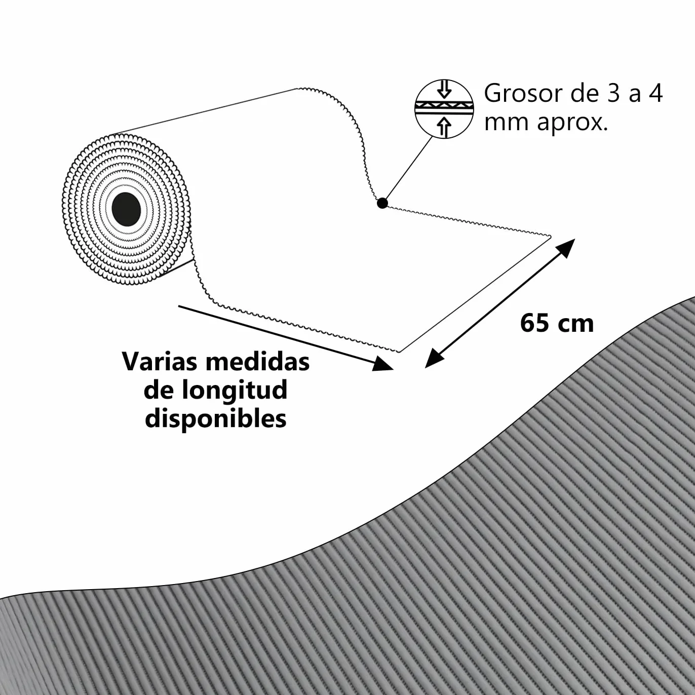 MERCURY TEXTIL Alfombrilla Antideslizante Goma Eva 200x65cm Gris Impermeable Protección Cajones Estantes