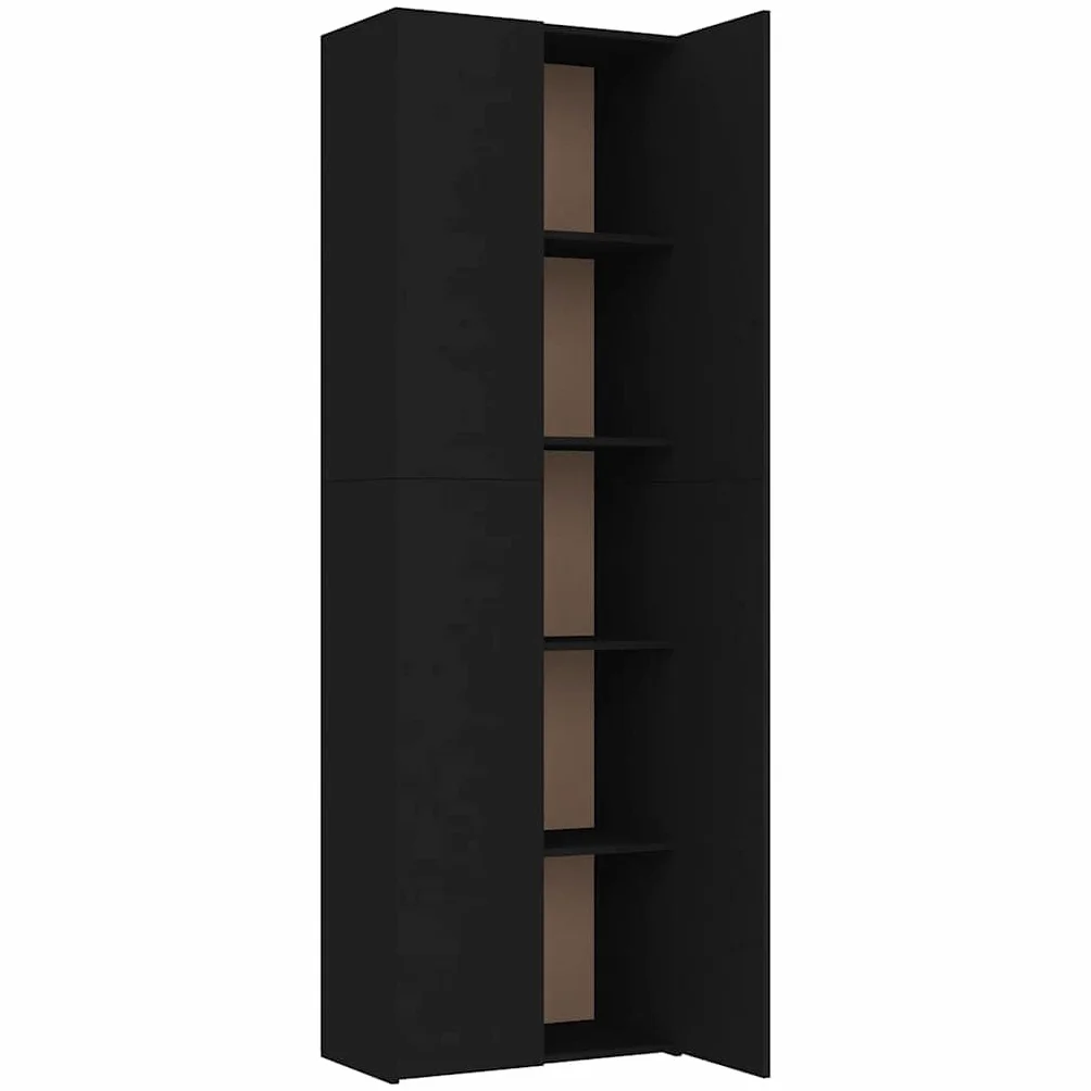 vidaXL Armario Oficina de Contrachapada Mobiliario Archivador Diseño Elegante Estilo Minimalista Clasificación Organizada Archivos Negro 60x32x190cm