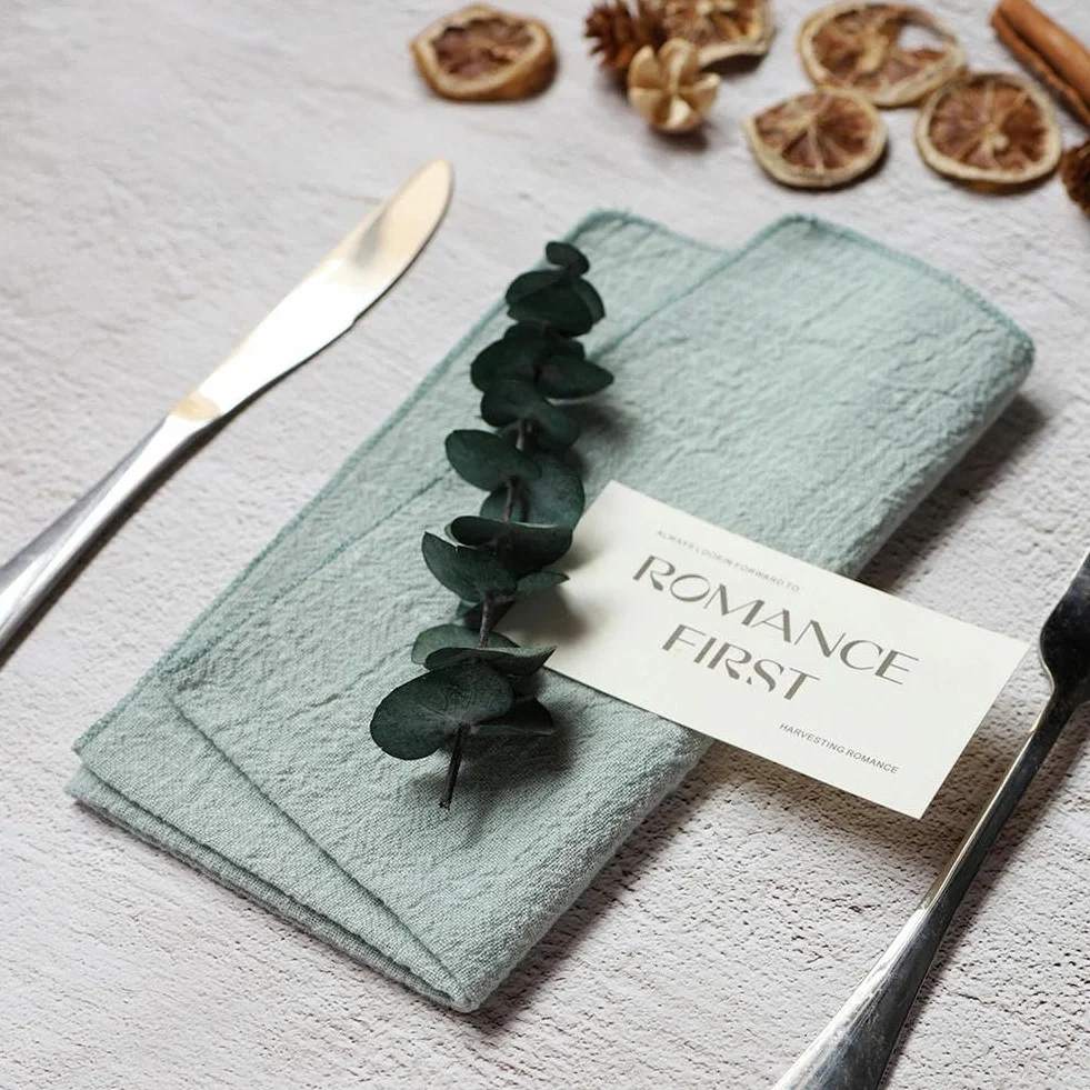 Juego de 50 servilletas de Mesa, Color Verde Salvia, para Fiesta, diseño overlock de 32 x 32 cm