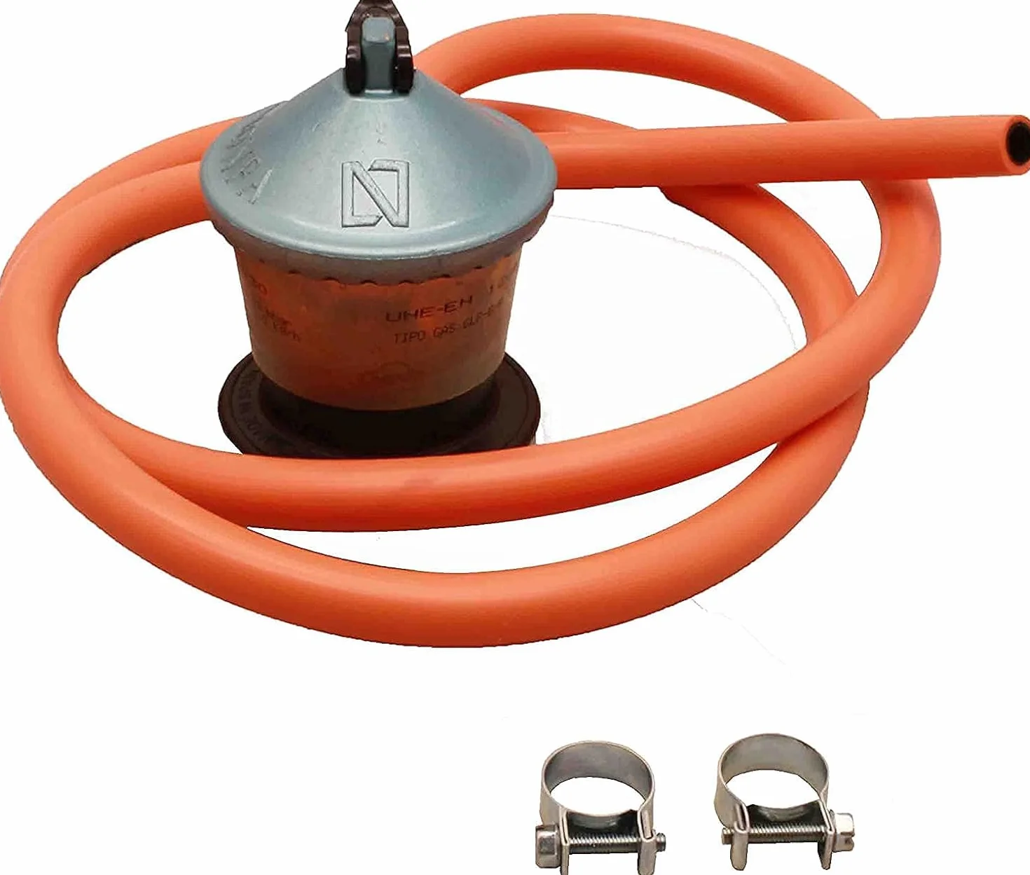 FERRETERIA LEPANTO Kit Paellero, Kit Paellero, Quemador a Gas butano, paellera acero pulido, regulador de Gas + 1,5 metros de Manguera, soporte de 3 Patas reforzadas (Esmaltado, 60 CM)
