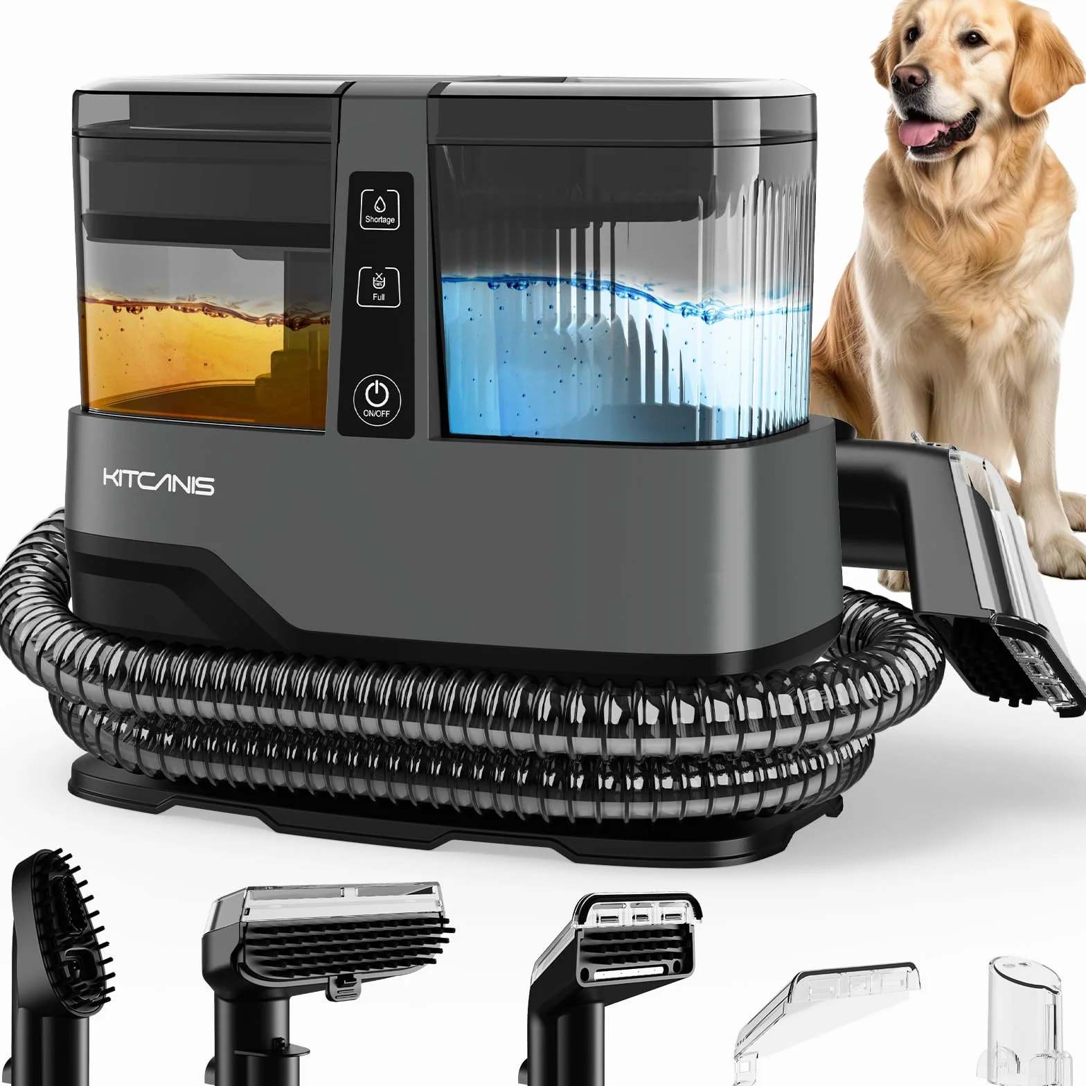 Kitcanis Limpiador de Tapicerías 17Kpa 600W Aspiradora de Agua Tapicería con 4 Accesorios, Máquina Limpiar Tapicerías Sofá Alfombra Coche, Depósitos 1.1L/1.2L, Aspirador Tapicerias con Agua