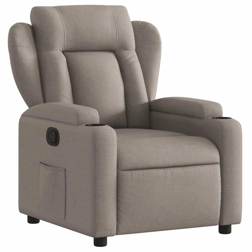 vidaXL Sillón Reclinable, Silla con Respaldo Reposabrazos, Sillón de Televisión Relax Descanso, Asiento para Salón Hogar, Tela Gris Taupe