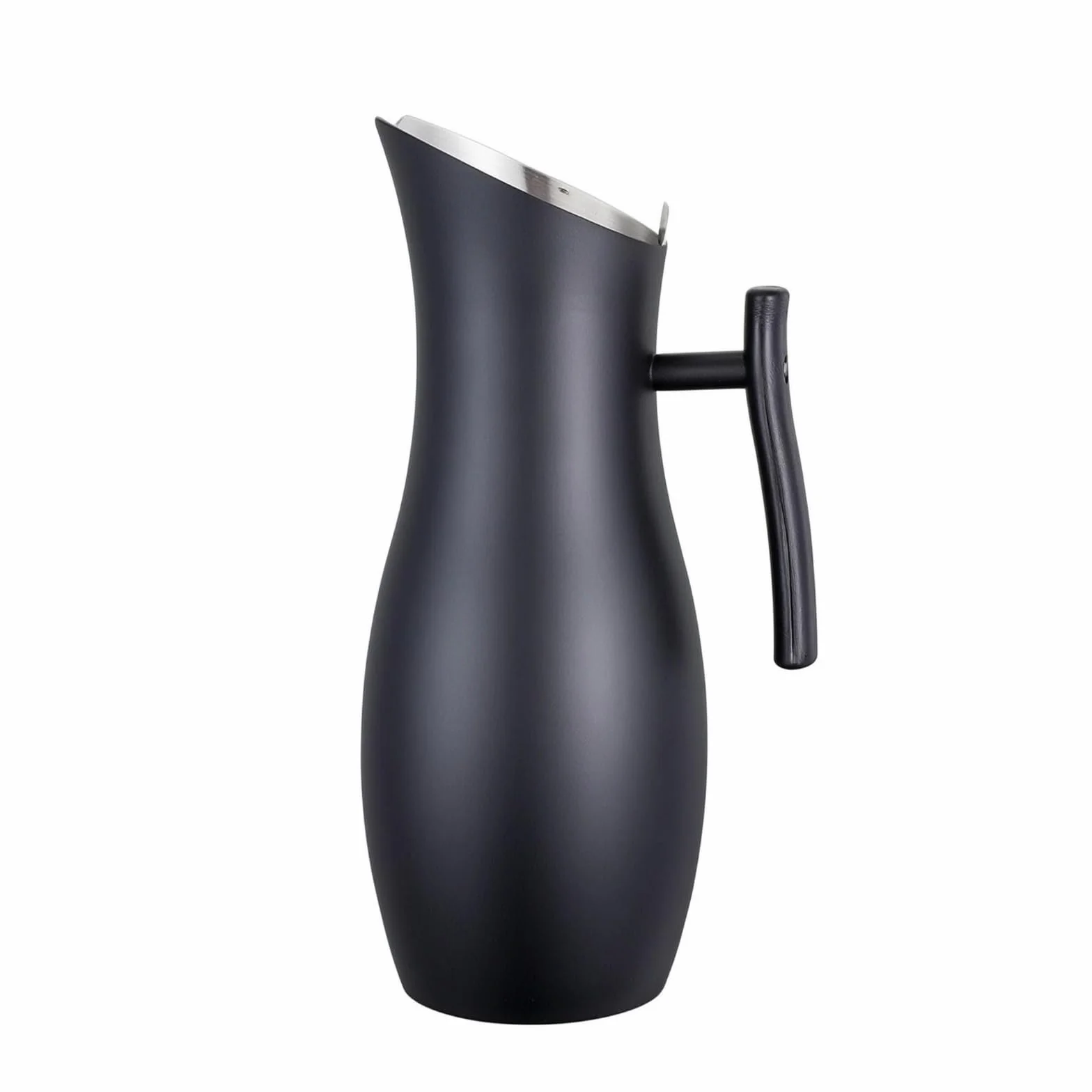 rockible Jarra de Acero Inoxidable Jarra de Agua Jarra Metálica Recipiente de Bebidas Borde Inclinado y Vertido Práctico con Control de Flujo Adecuada para, Negro, Negro