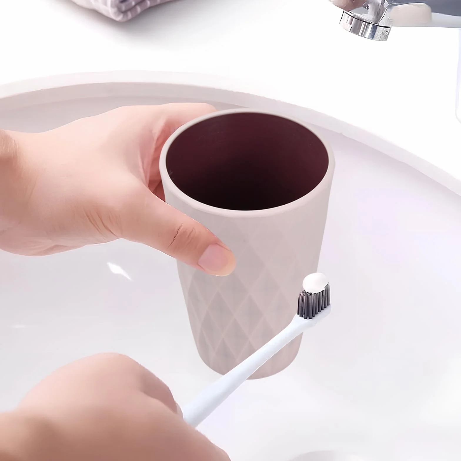 Vasos para Cepillos de Dientes, Taza de Plástico para Baño Estilo Nórdico, Juego de 4 para Viaje y Camping