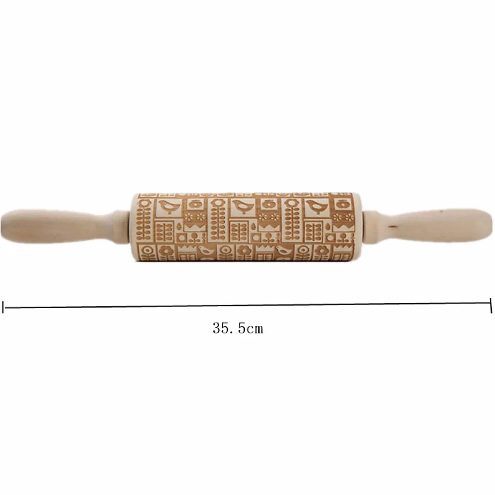 Rodillo para repujar， Rodillos de amasar Rodillo de madera Herramienta de cocina for hornear y grabar en relieve