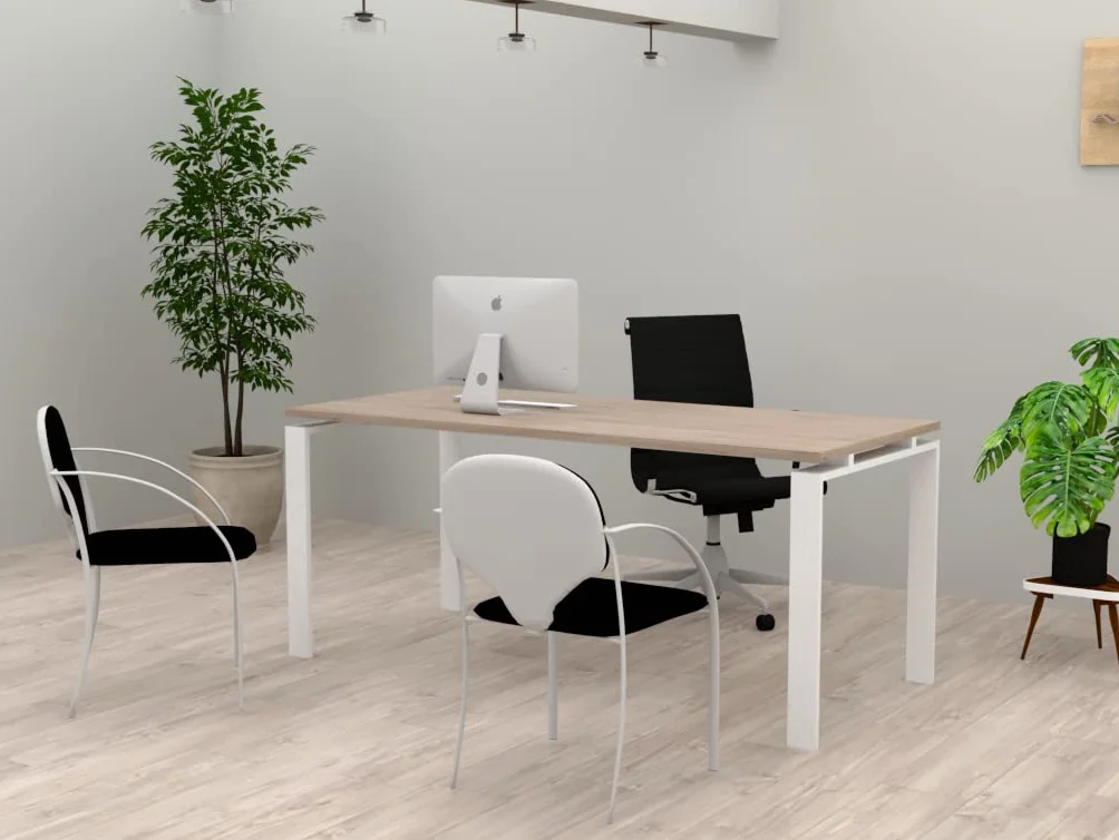 Mesa/Escritorio para teletrabajo, Oficina, despachos y Sala de Estudios. Estructura Marco Abierto Color Blanco. Fabricado en España. Envio a Toda la Península. (Olmo, 180x80)