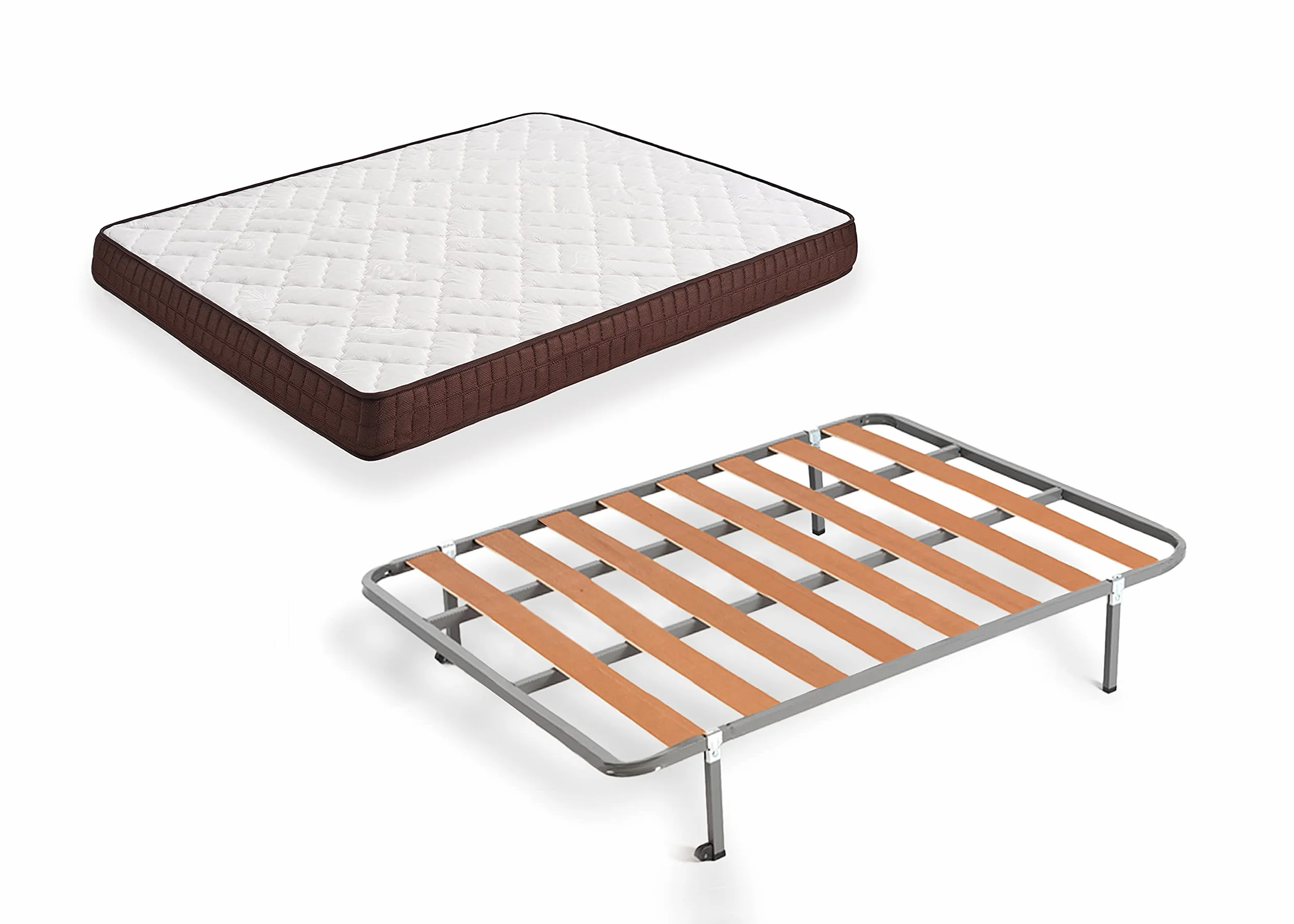 HOGAR24 ES ZR27- Colchón + Somier Basic con Patas, Medida 120x190 cm. Núcleo Alta Densidad Transpirable con Tejido 3D y Aloe Vera.