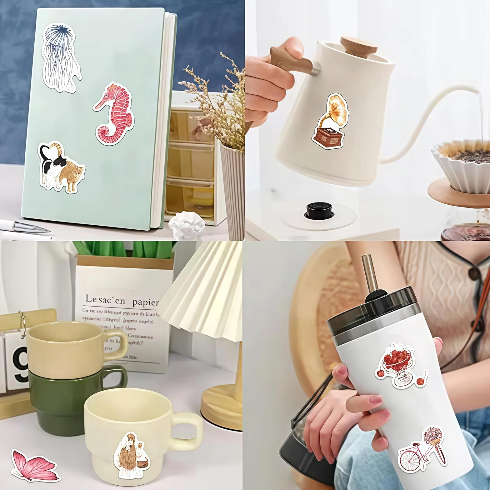 100 Stück Vintage Autoadhesivos Sticker Aesthetic Vinilo Impermeables Pegatinas para Botellas de Agua Scrapbooking