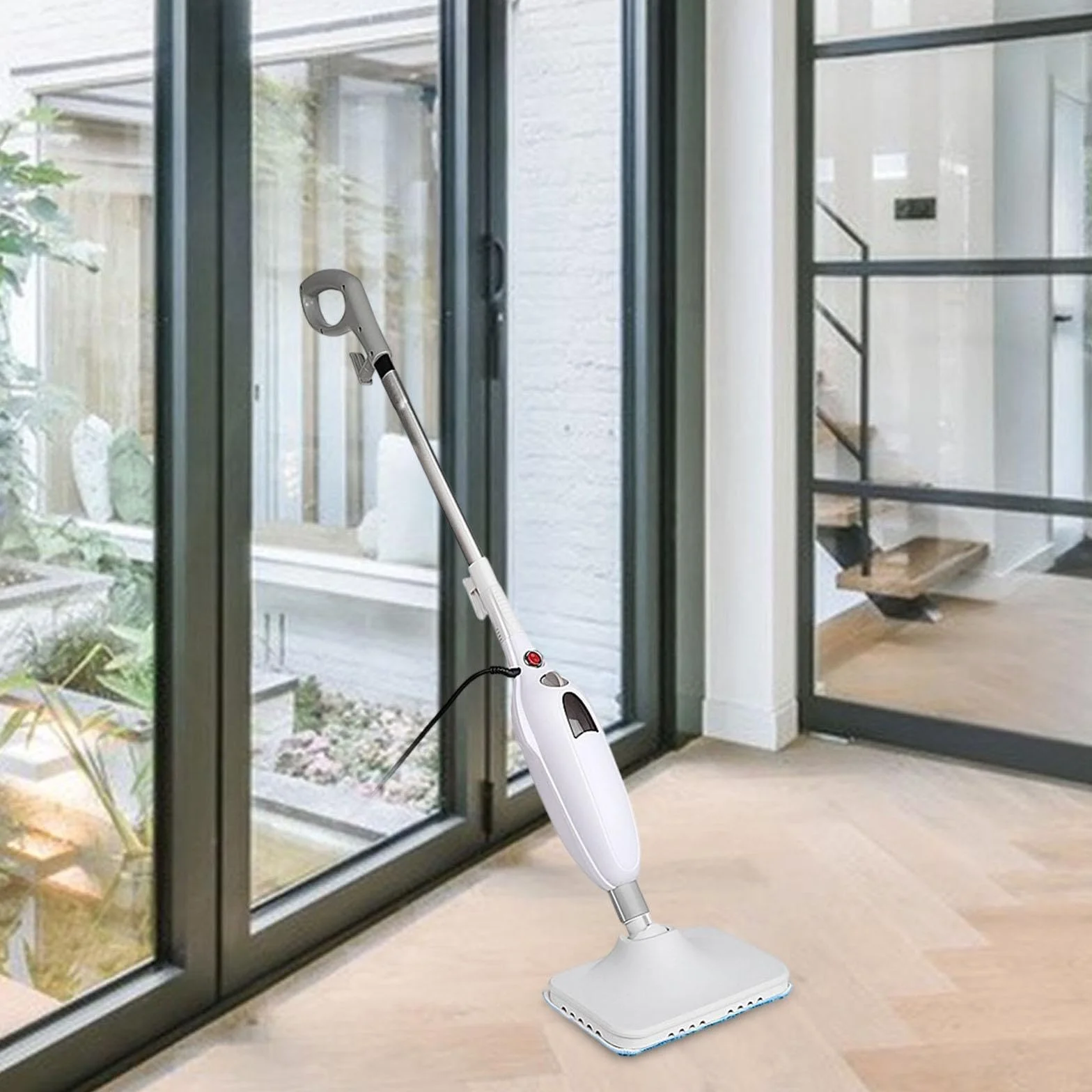 Steaming Mop de Limpieza Profunda Limpiador para Pisos y Alfombras Mopa Eléctrica Portátil Vaporizador Removible Adecuada para Familias y Ambientes