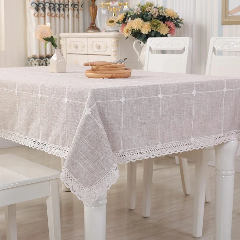 Mantel de Mesa Rectangular de Tela Manteles Algodón y Lino Transpirable Lavables Antimanchas para Decoración de La Mesa de Comedor Beige C 60 × 120cm